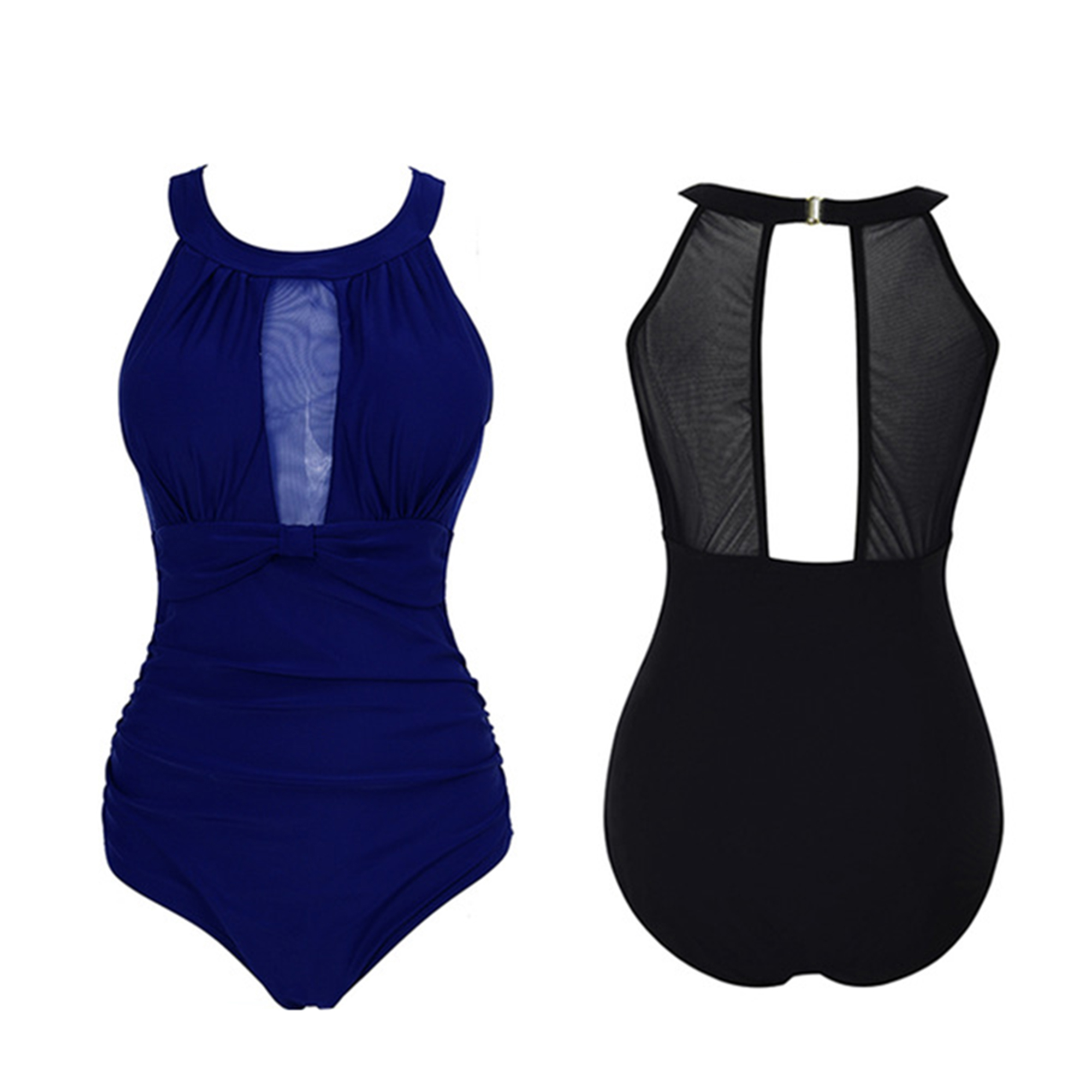 Stylish Tummy Control Bathing Suit Mesh Flattering One Piece Swimsuits