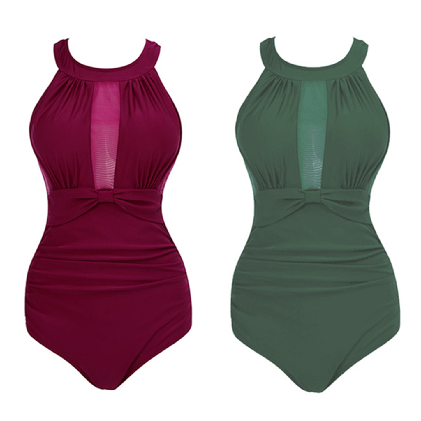 Stylish Tummy Control Bathing Suit Mesh Flattering One Piece Swimsuits