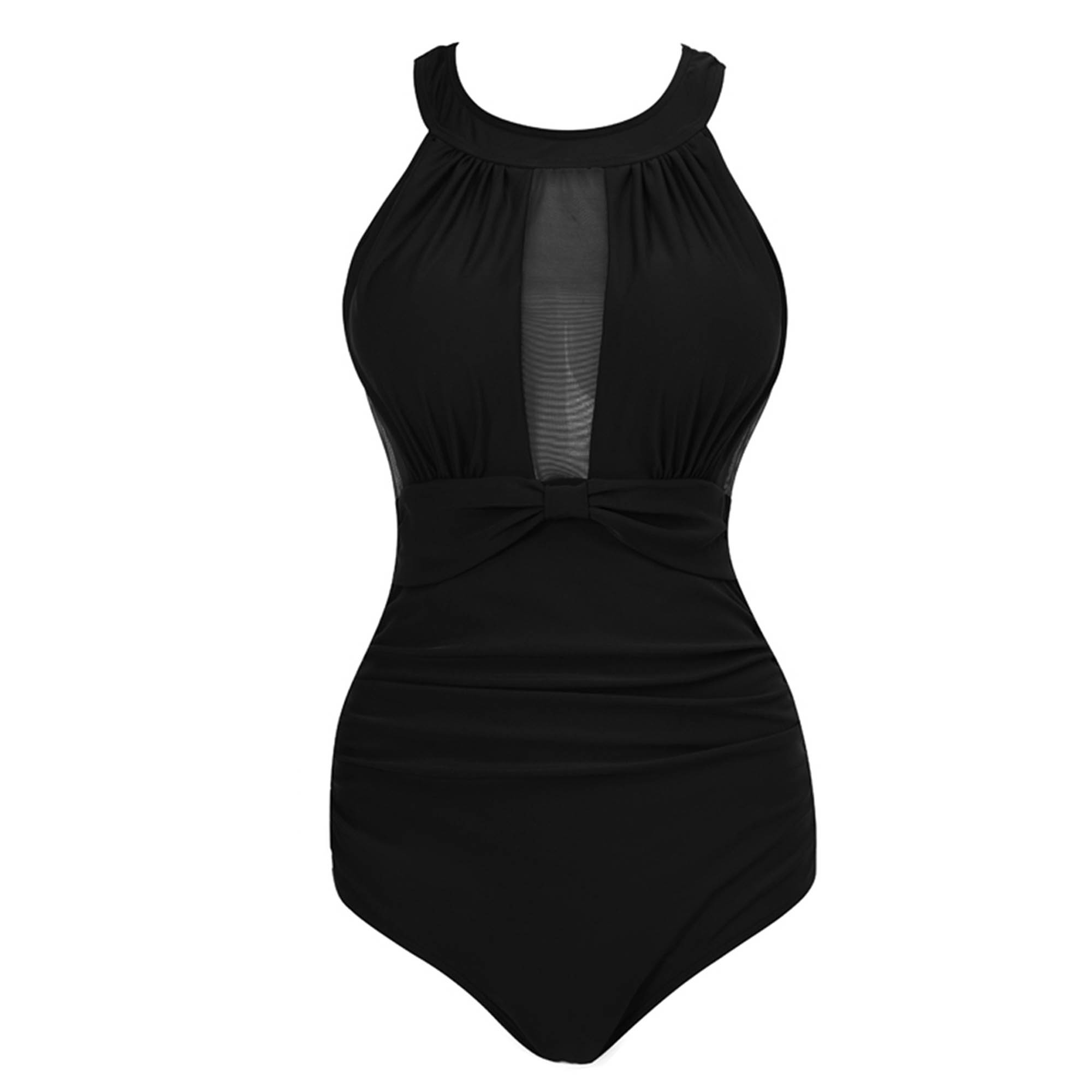 Stylish Tummy Control Bathing Suit Mesh Flattering One Piece Swimsuits