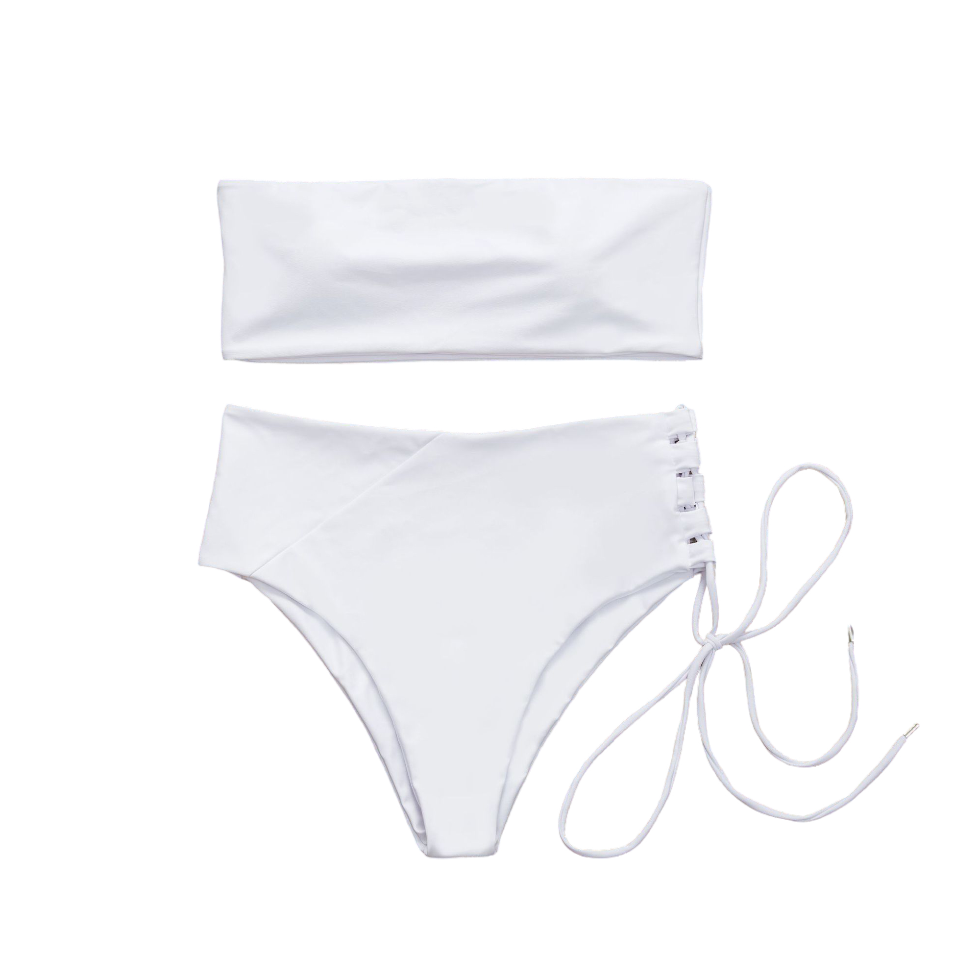 Two Piece Swimsuit Sexy High Waist  Strappy Bikini Set