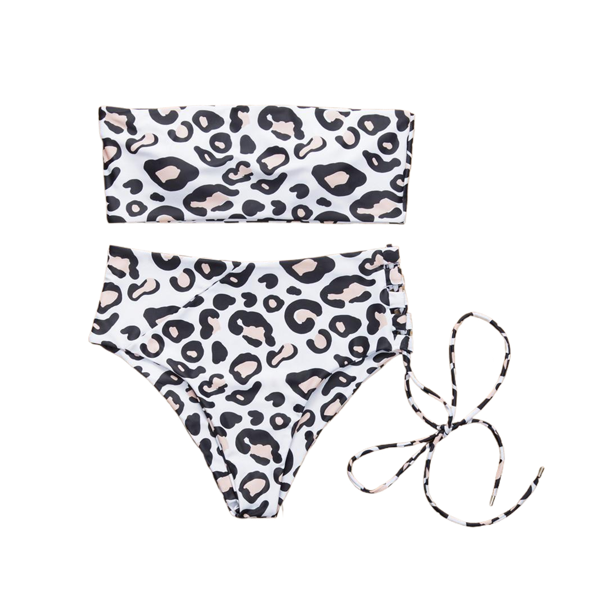 Two Piece Swimsuit Sexy High Waist  Strappy Bikini Set