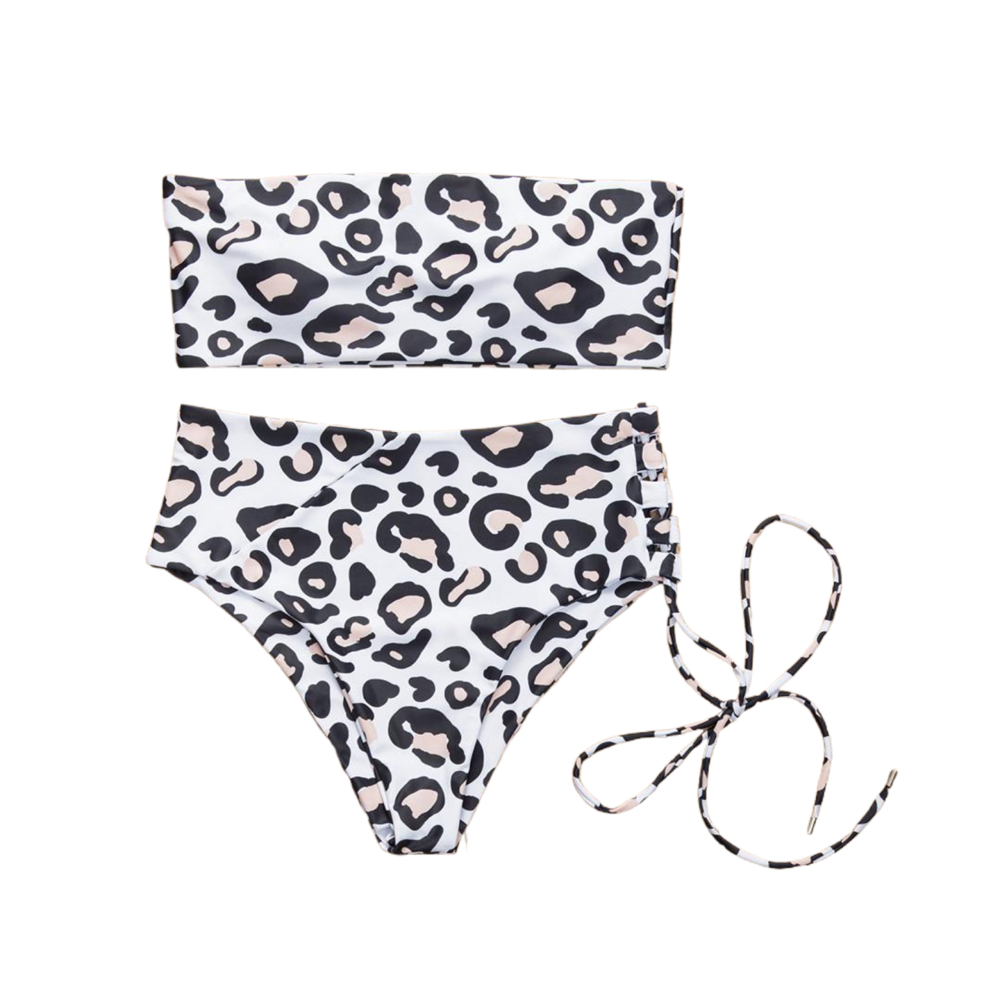 Two Piece Swimsuit Sexy High Waist  Strappy Bikini Set