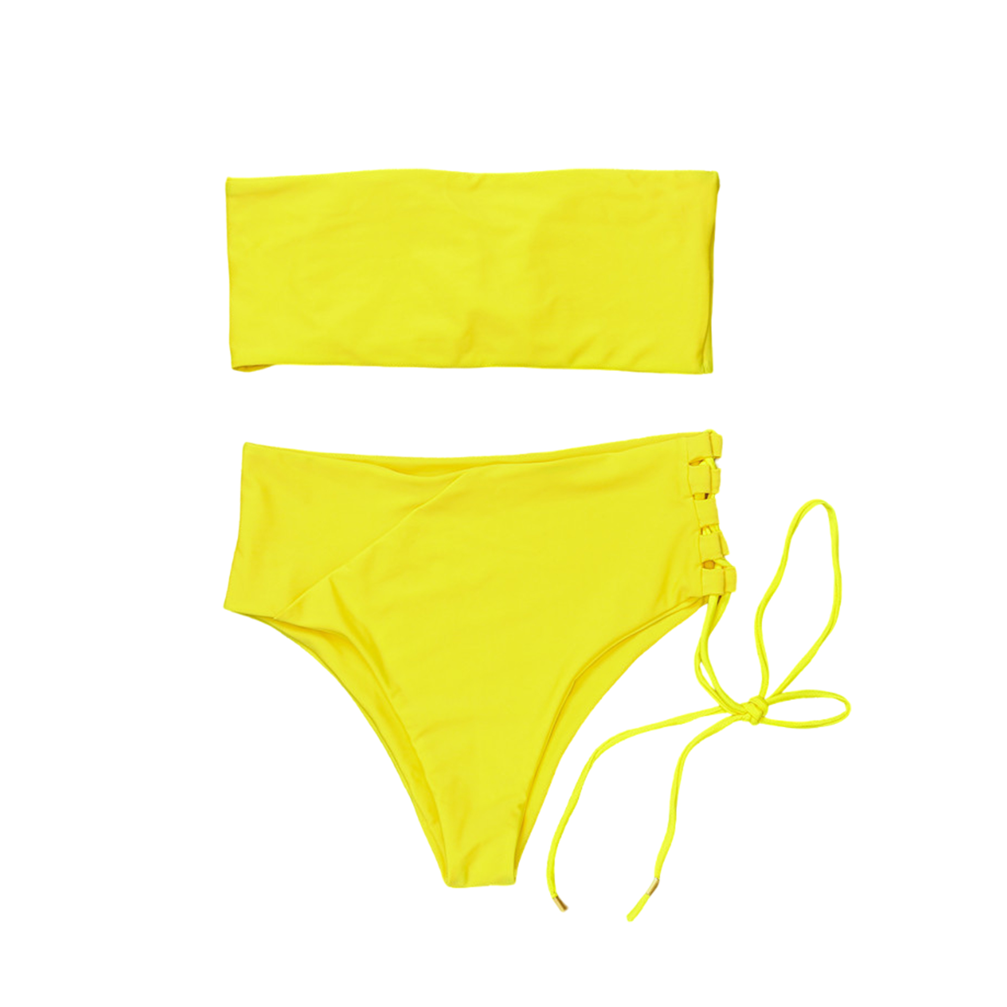 Two Piece Swimsuit Sexy High Waist  Strappy Bikini Set