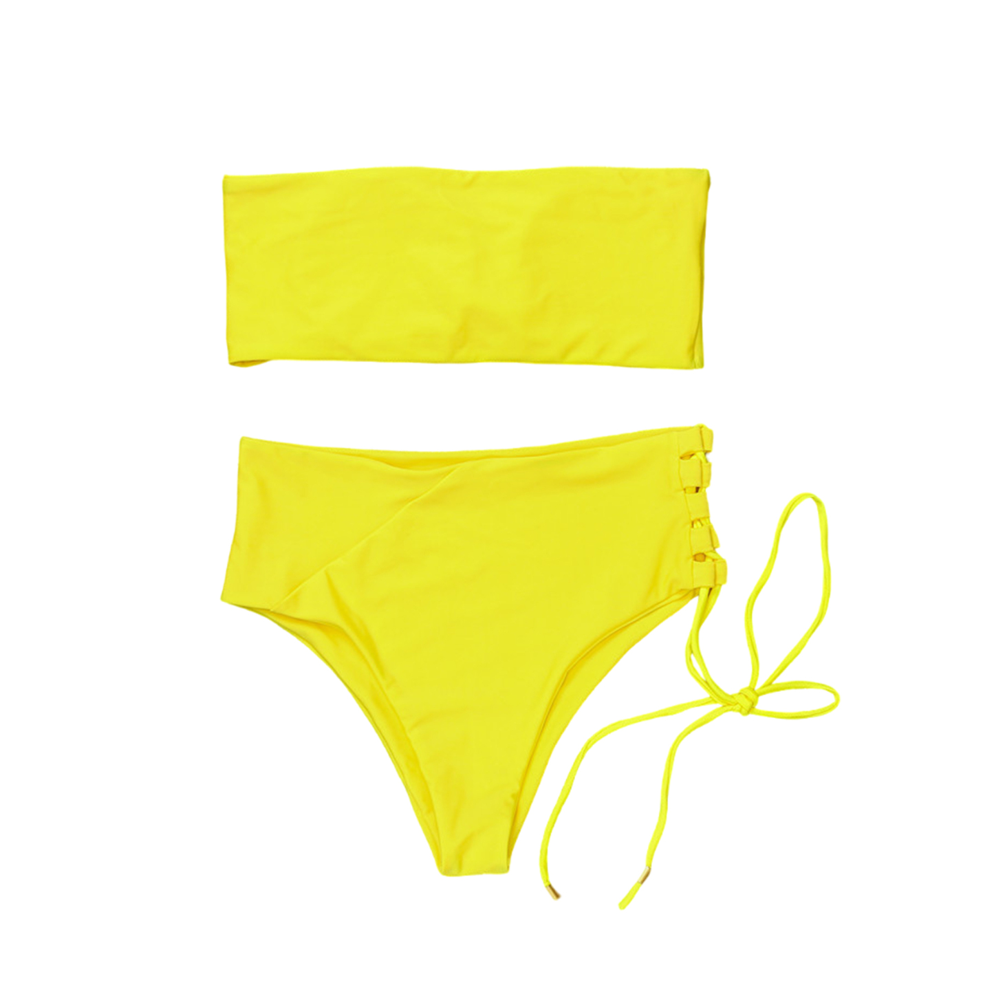 Two Piece Swimsuit Sexy High Waist  Strappy Bikini Set