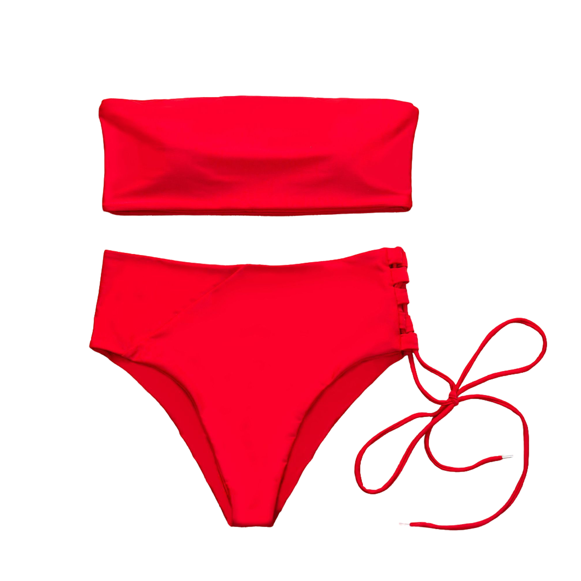Two Piece Swimsuit Sexy High Waist  Strappy Bikini Set