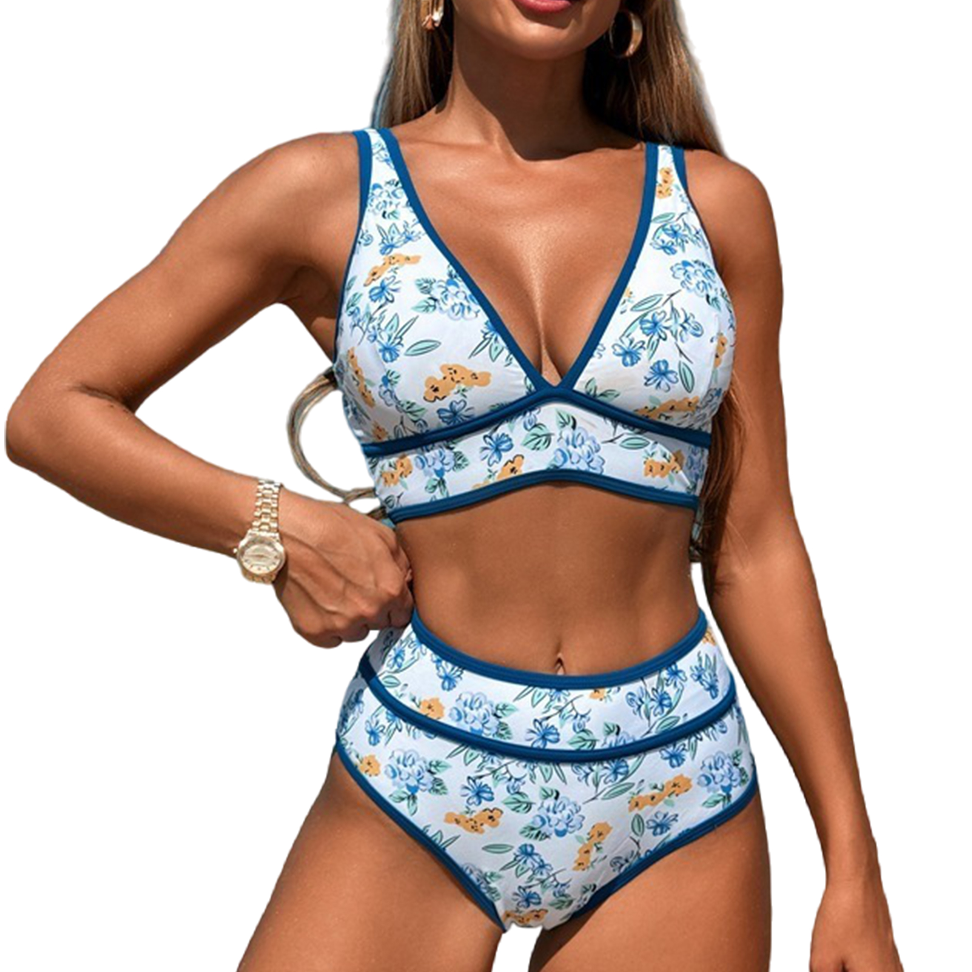 Two Piece High Waist Swimsuit Bikini Set