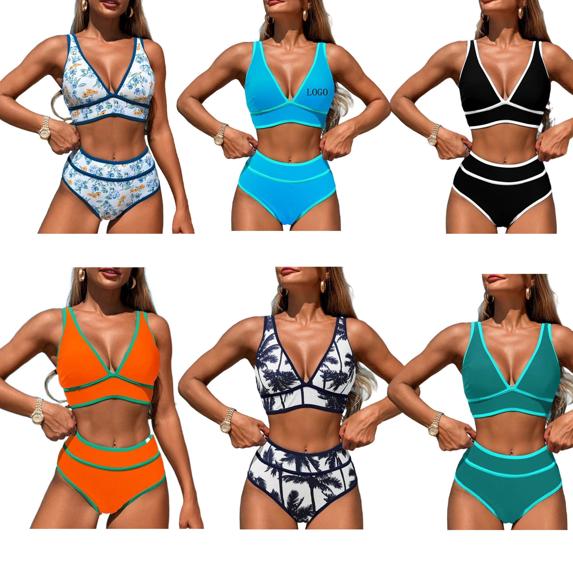 Two Piece High Waist Swimsuit Bikini Set