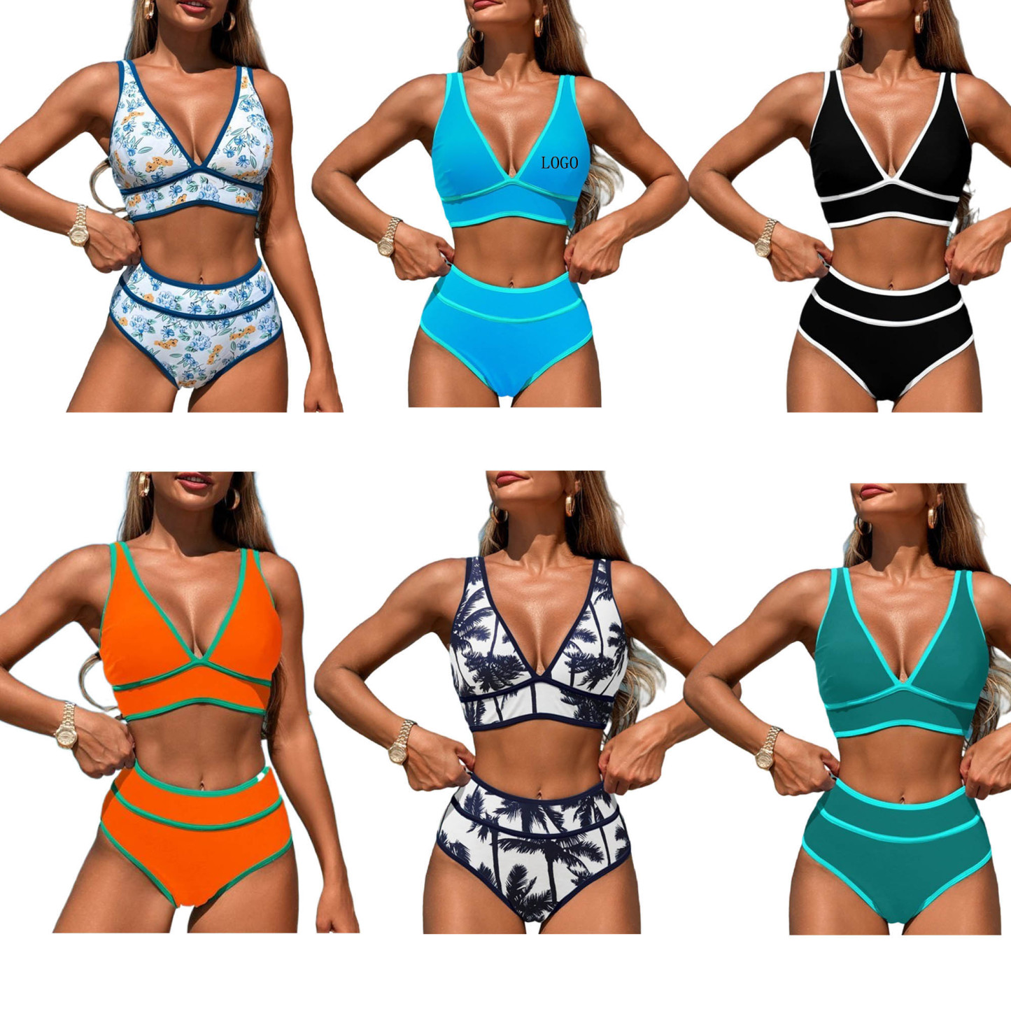 Two Piece High Waist Swimsuit Bikini Set