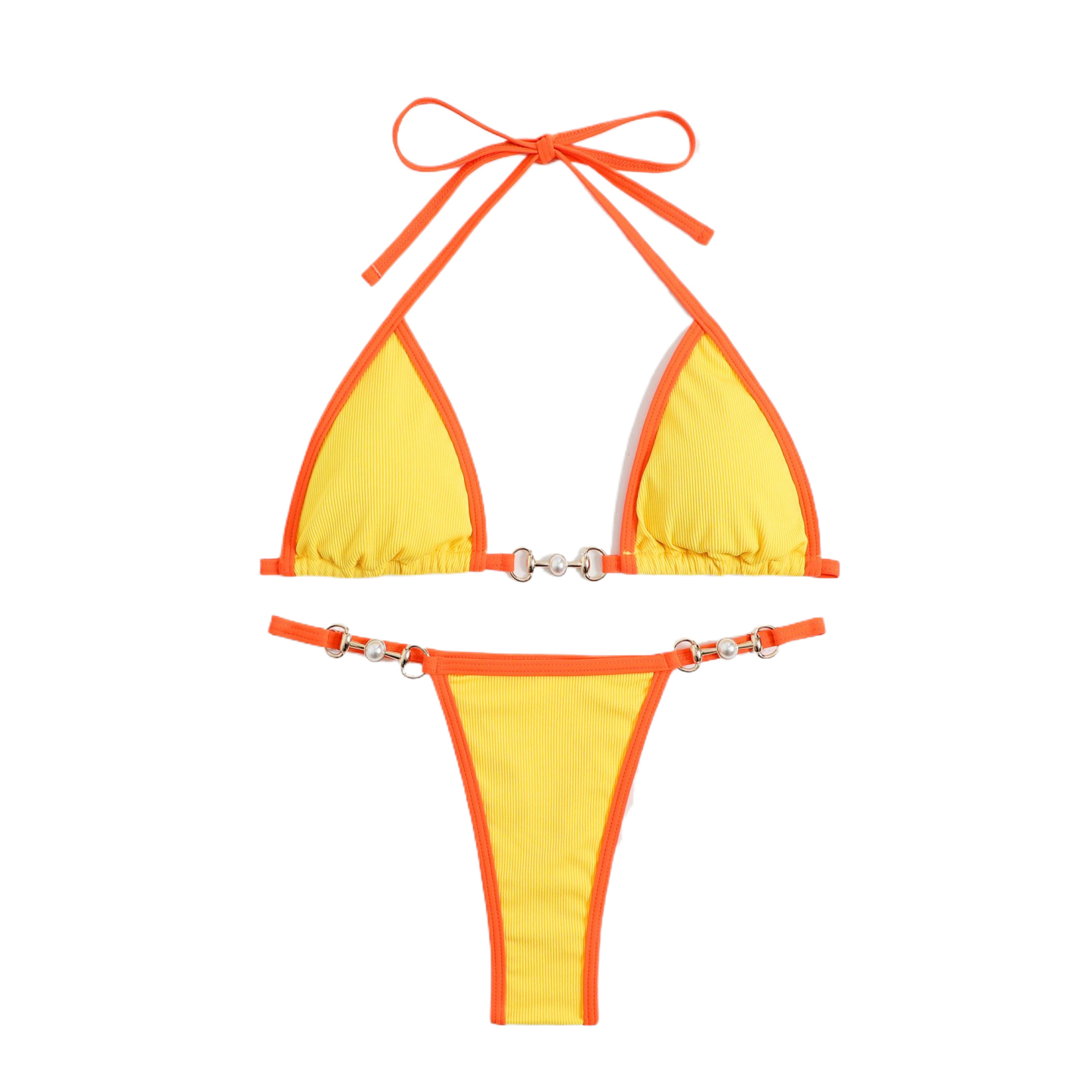 Triangle Thong Bikini Set With Metal Ring