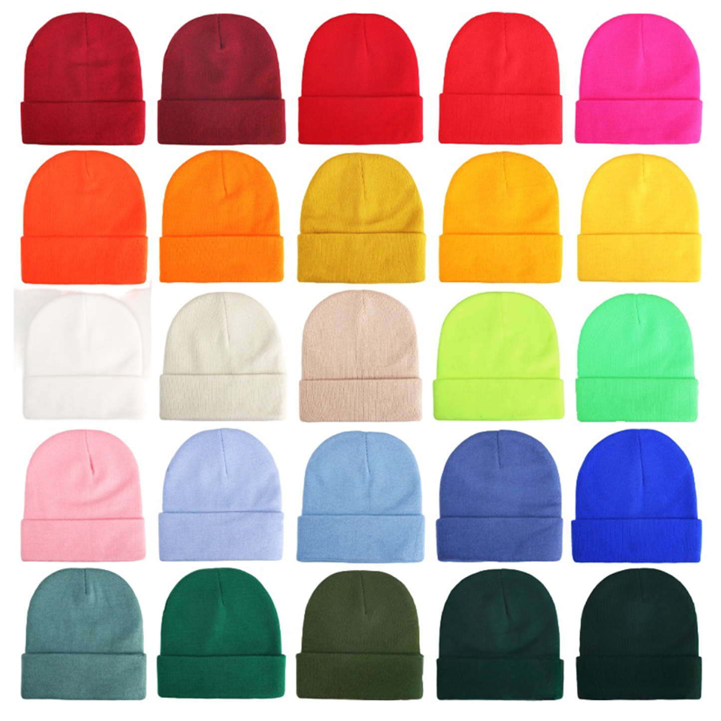 Acrylic Knit Beanie With Cuff 