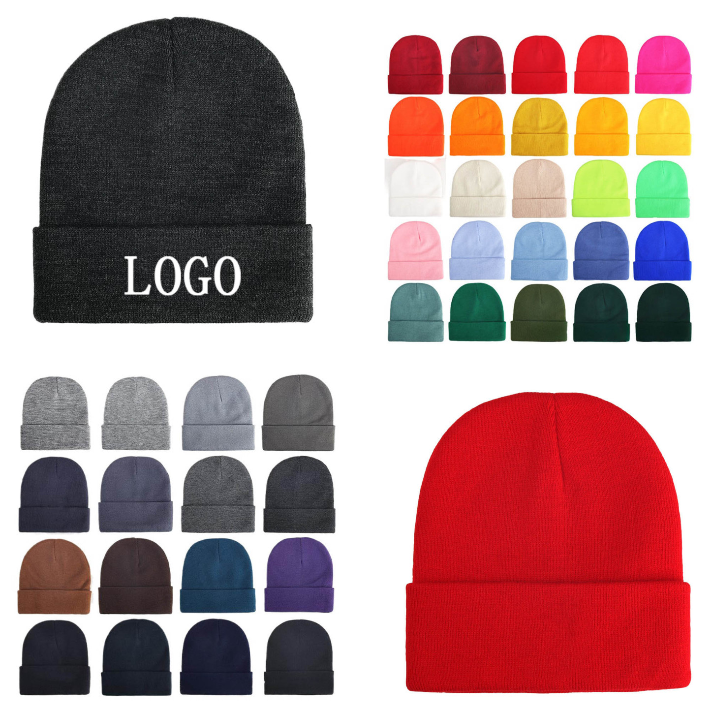 Acrylic Knit Beanie With Cuff 