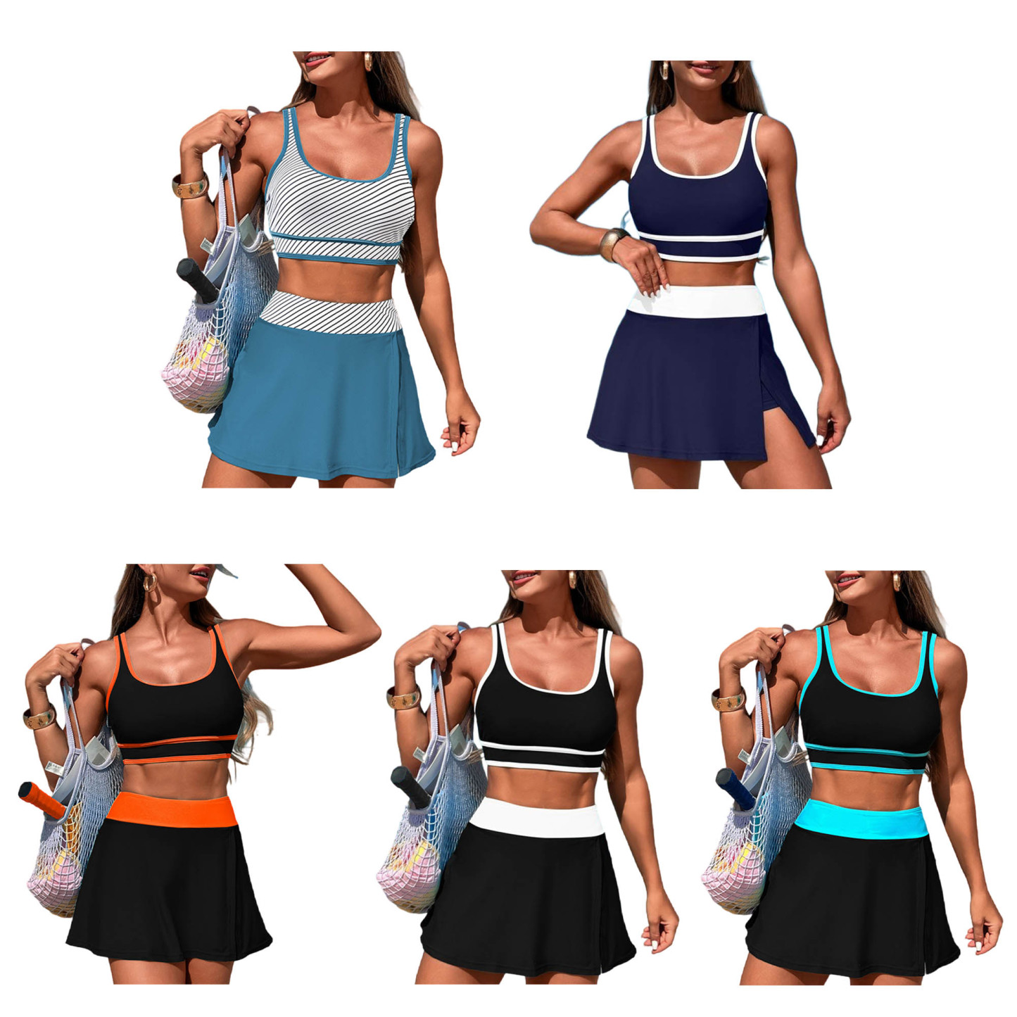 Two Piece Swim Skirt Bikini Set 