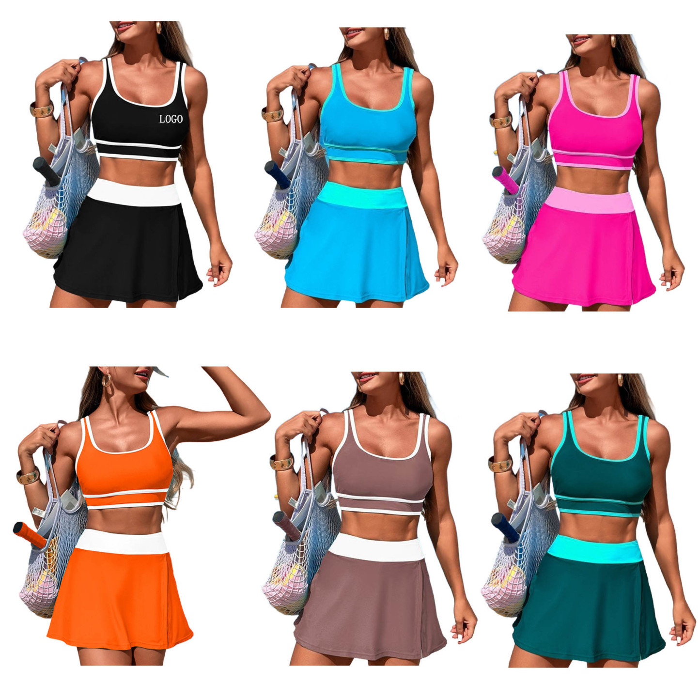 Two Piece Swim Skirt Bikini Set 