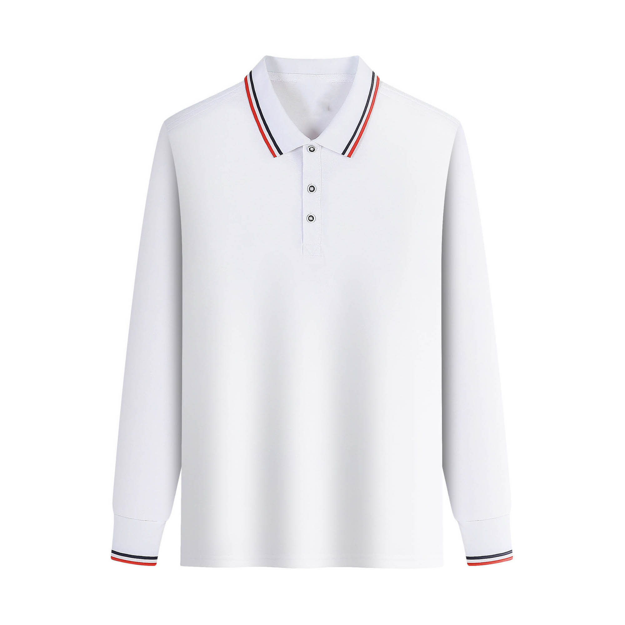 Solid Color Polo Shirts With Striped Cuffs And Necklines