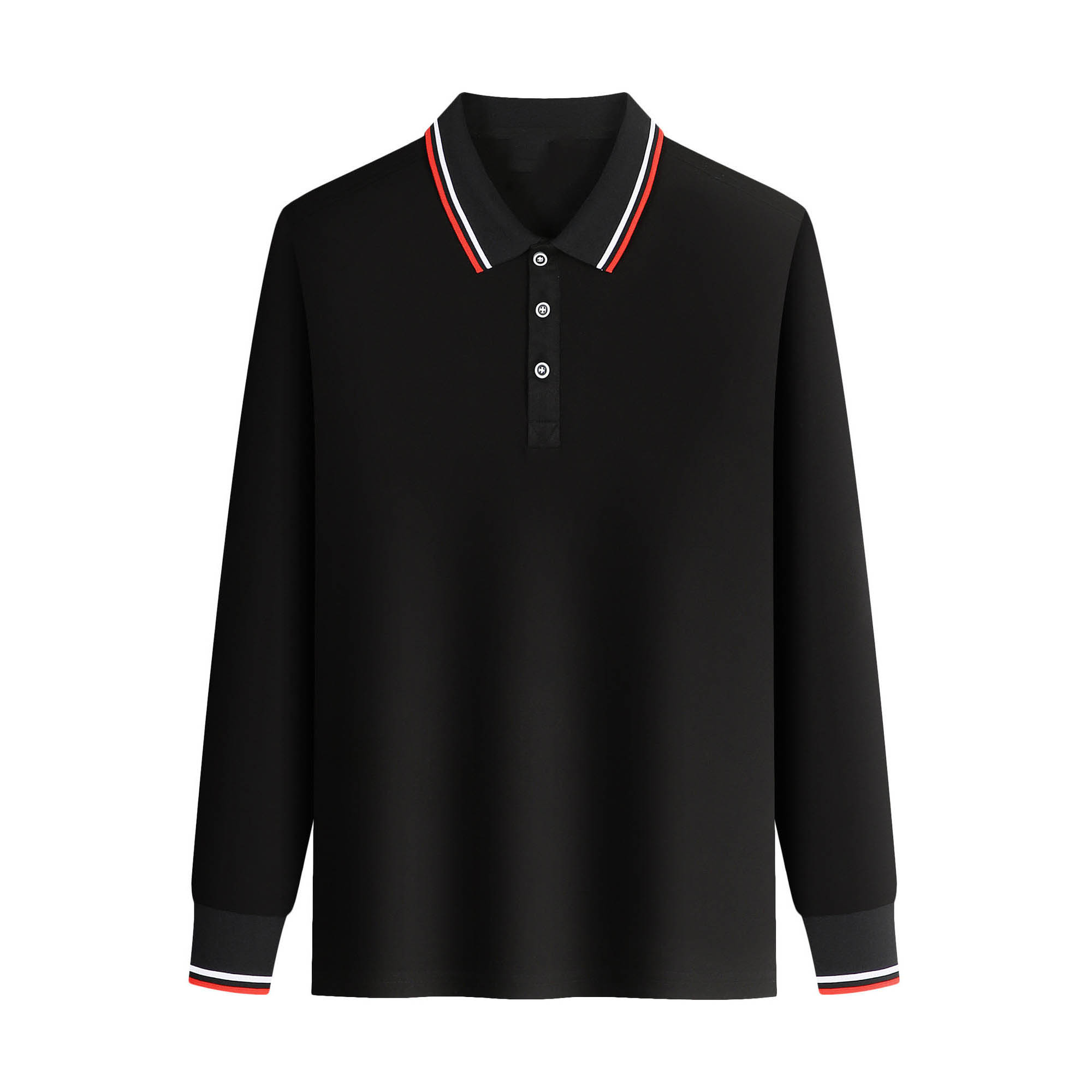 Solid Color Polo Shirts With Striped Cuffs And Necklines