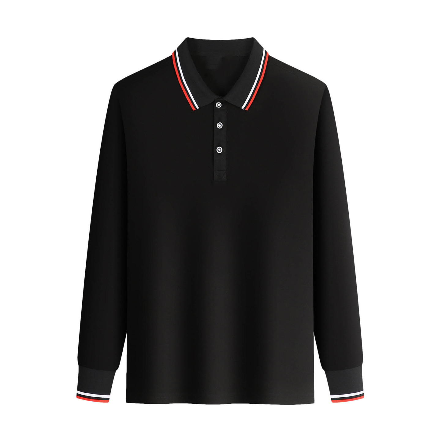 Solid Color Polo Shirts With Striped Cuffs And Necklines