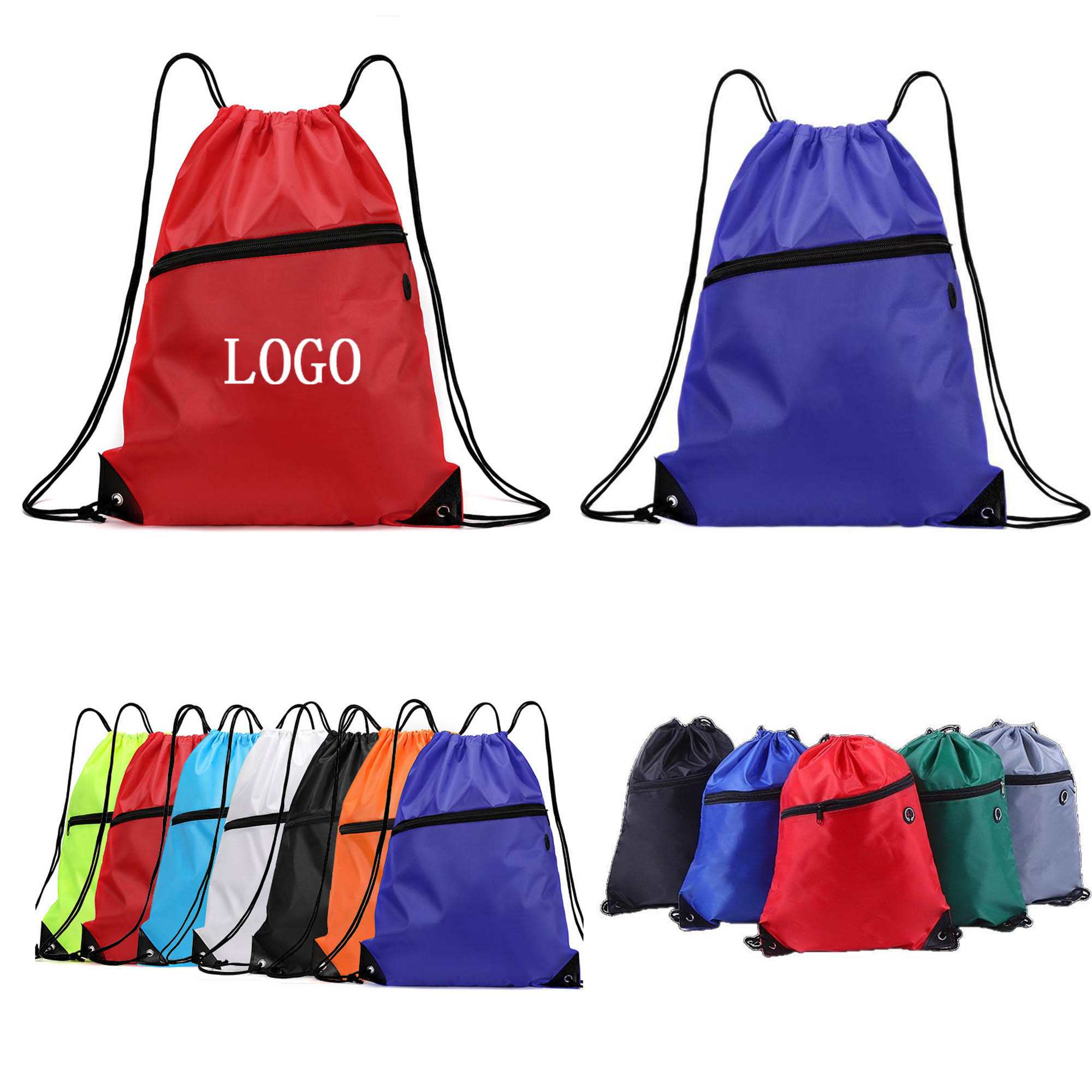 Drawstring Bag With Zipper Pocket  Backpack String Bag