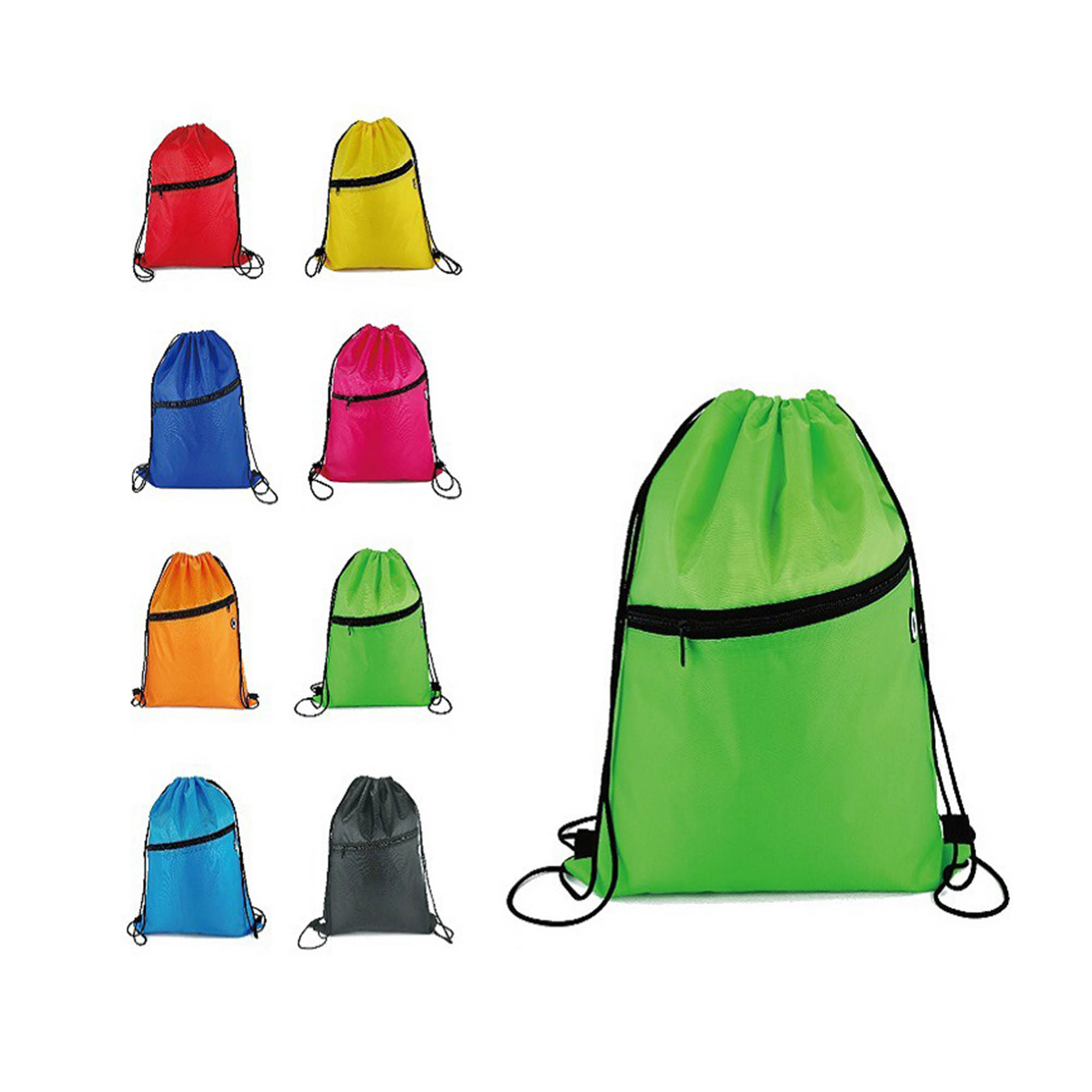 Drawstring Bag With Zipper Pocket  Backpack String Bag