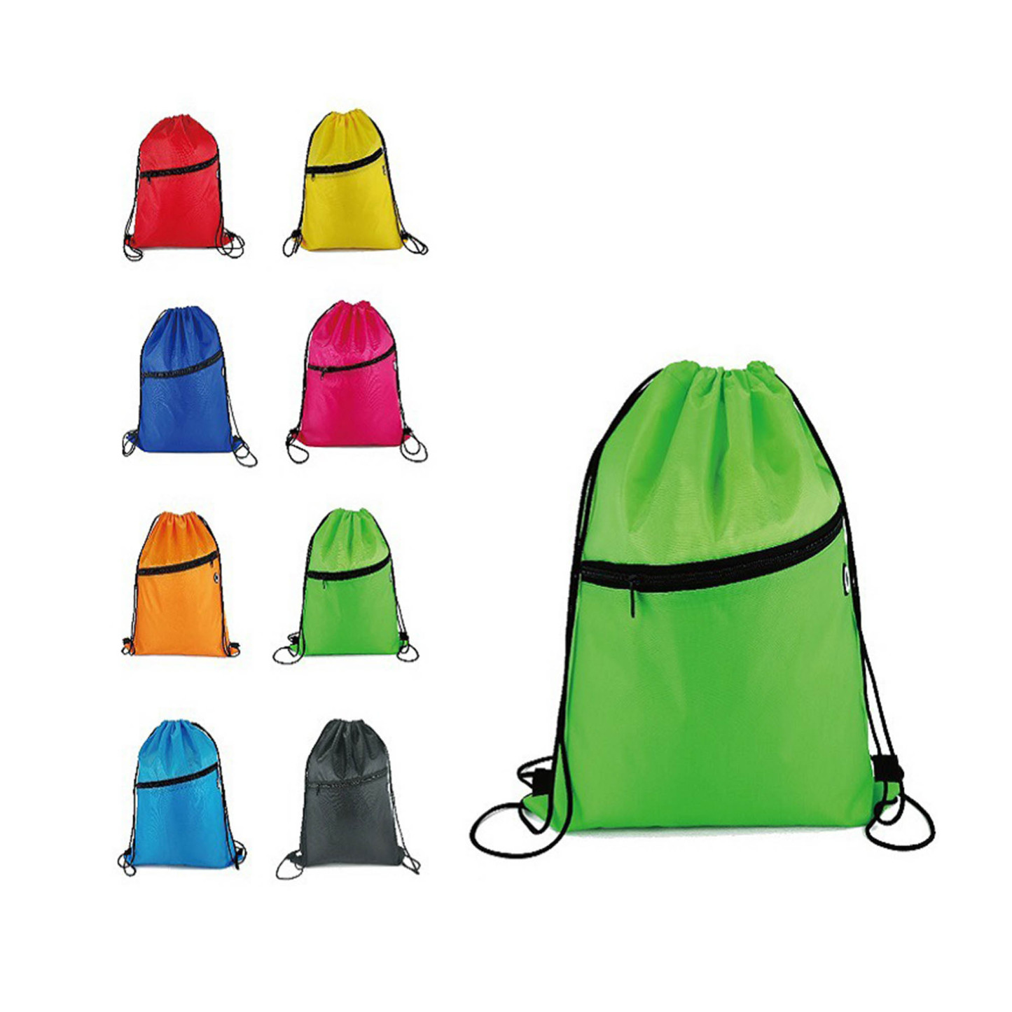 Drawstring Bag With Zipper Pocket  Backpack String Bag