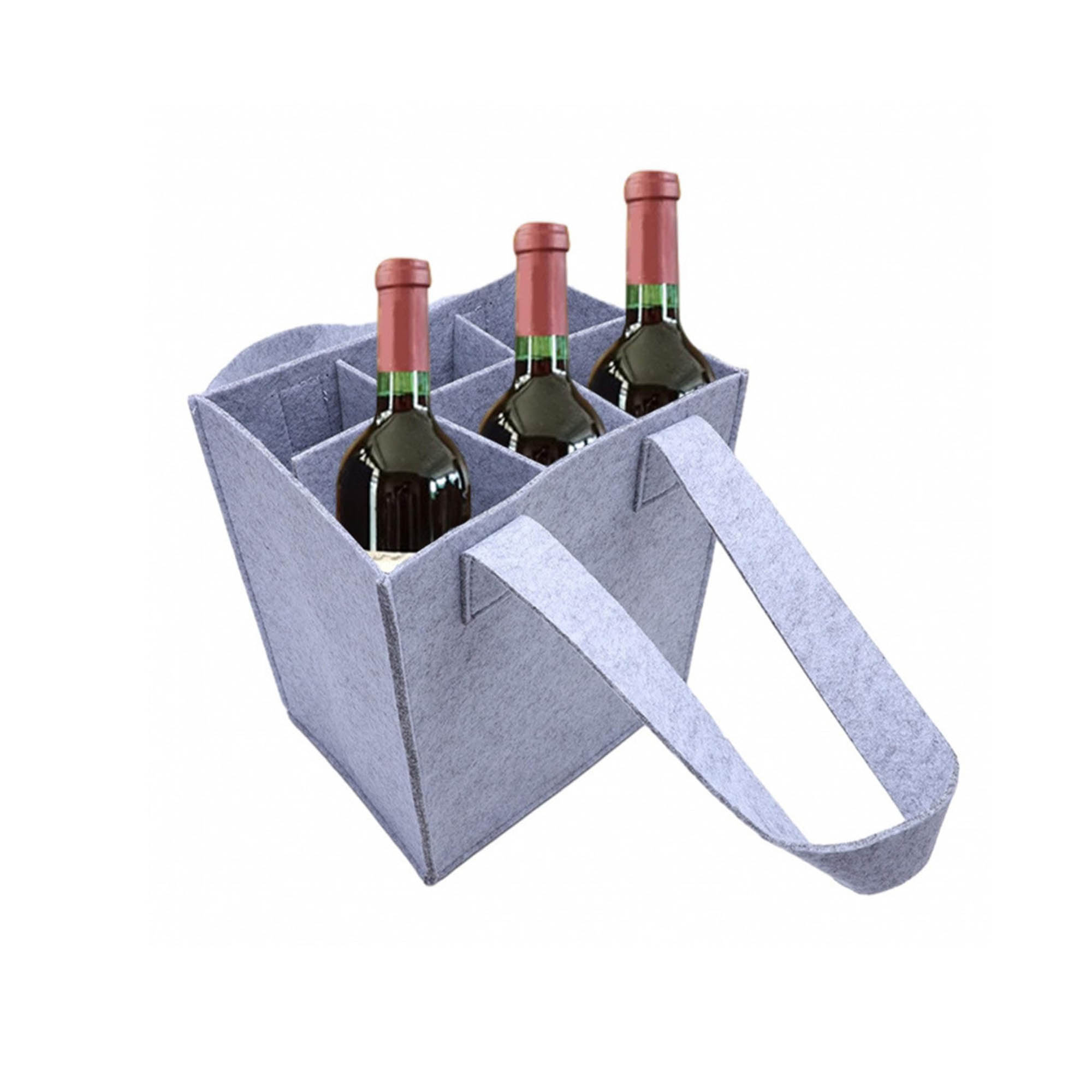  6 Compartments Felt Wine Bottle Bag