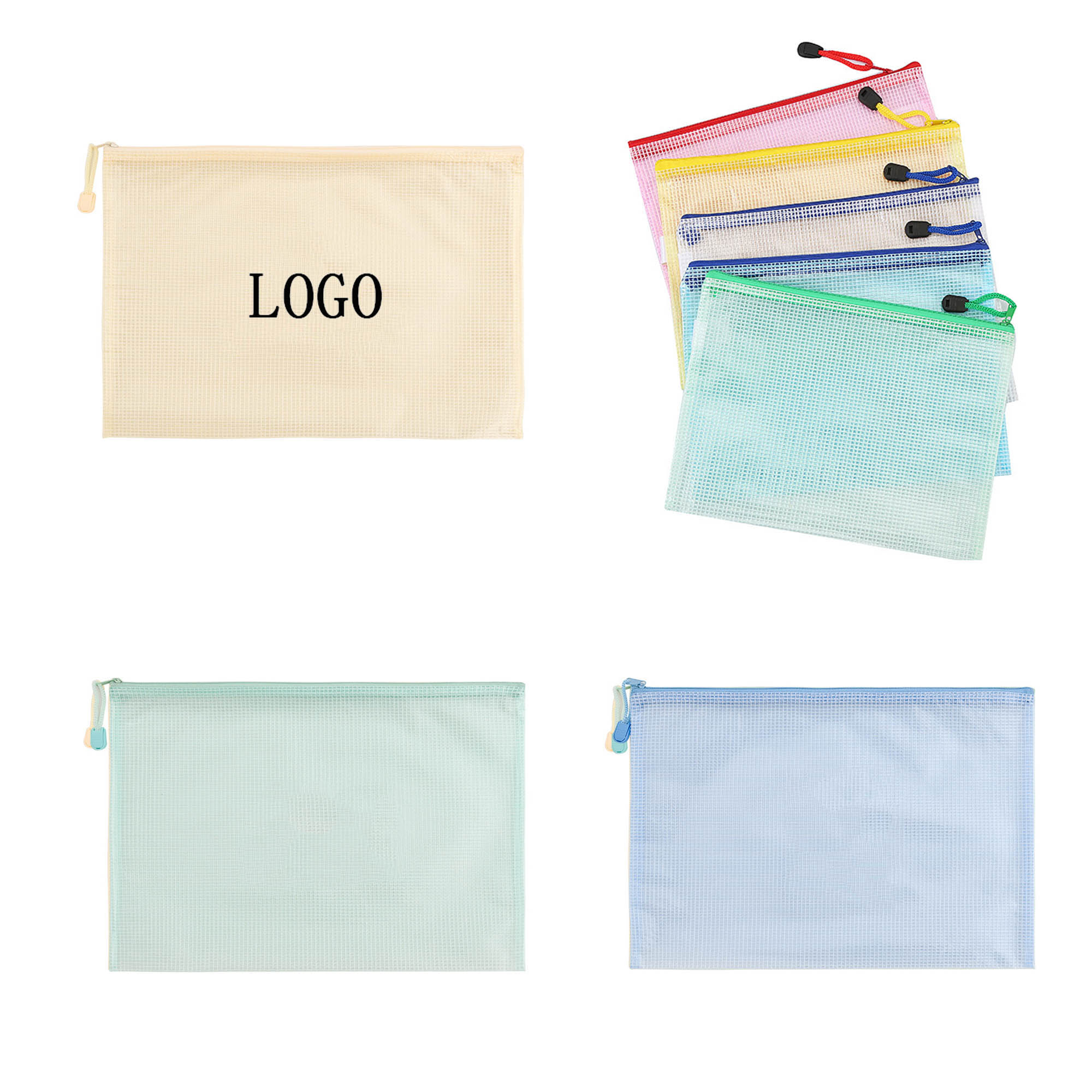 A4 File Translucent Bag Document Mesh Zipper Pouch Bag