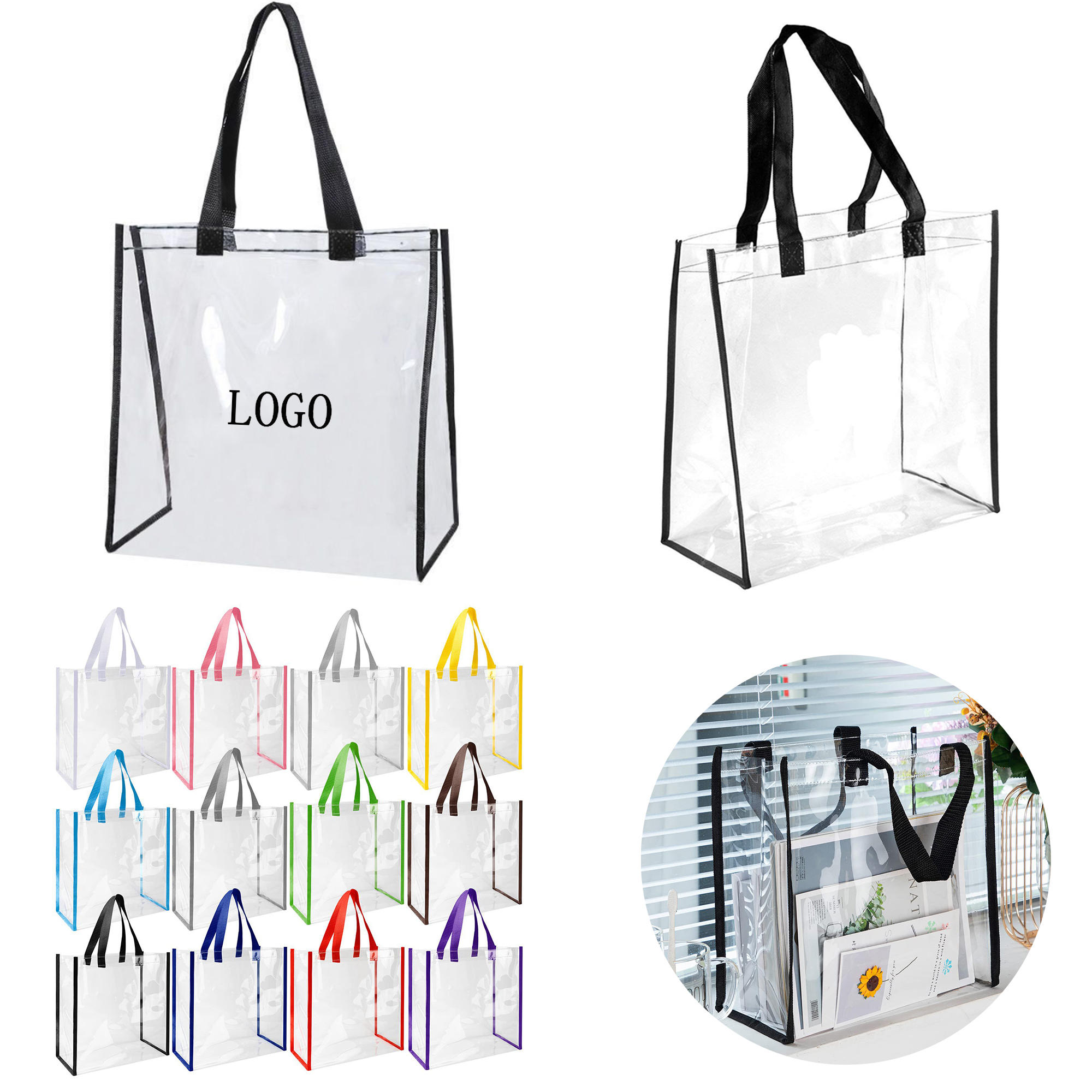Clear Tote Bag PVC Plastic Tote Bag With Handles