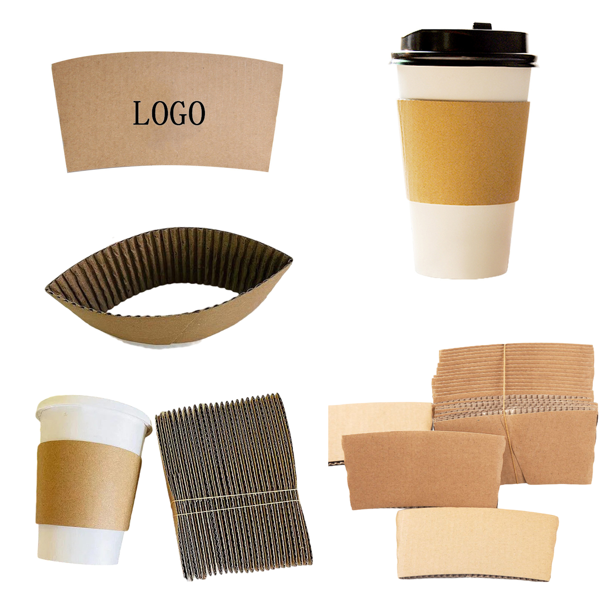 Disposable Kraft Coffee Cup Sleeve