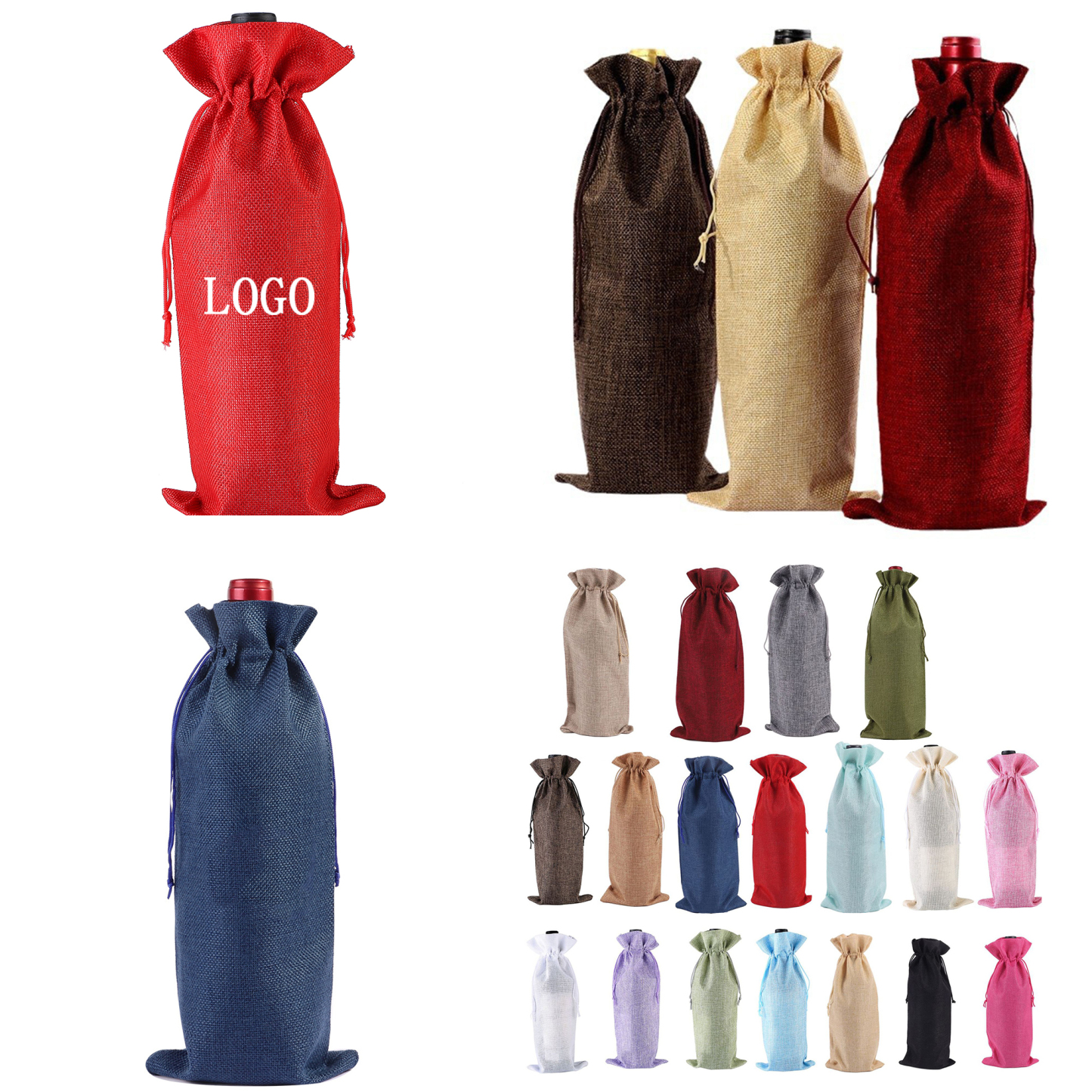 Wine Drawstring Bags Linen Cloth Wine Bottle Gift Bags 