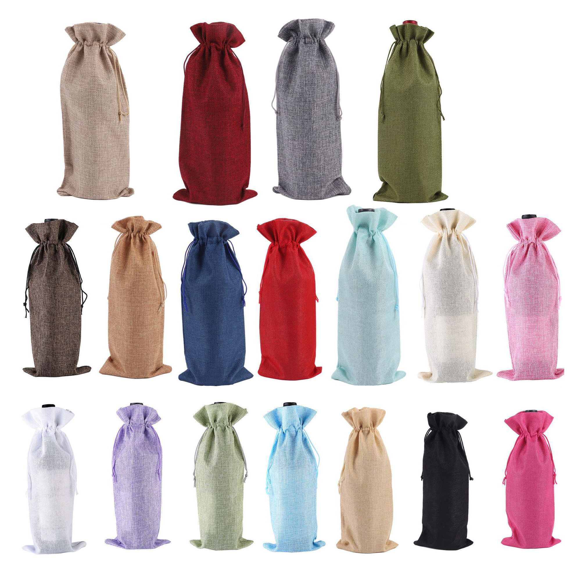Wine Drawstring Bags Linen Cloth Wine Bottle Gift Bags 