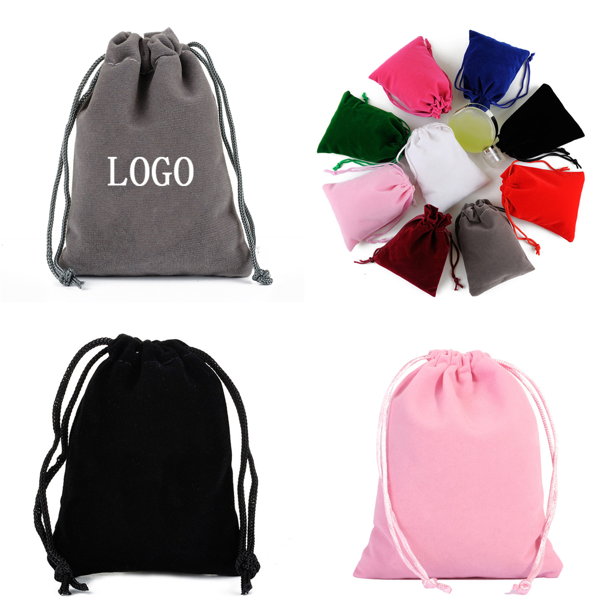 Flannel Drawstring Bag Jewelry Cosmetic Storage Pouch
