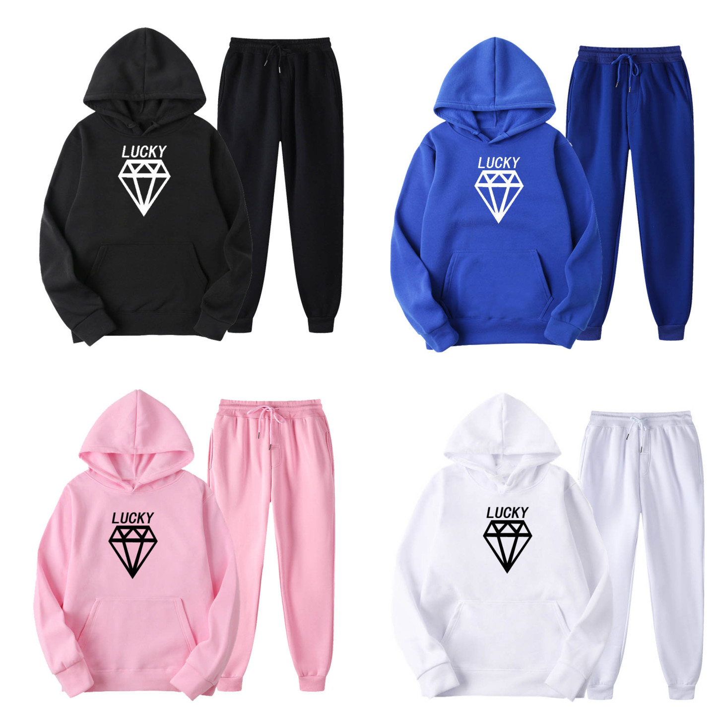 2 Piece Unisex Hoodies Sweatshirts Set