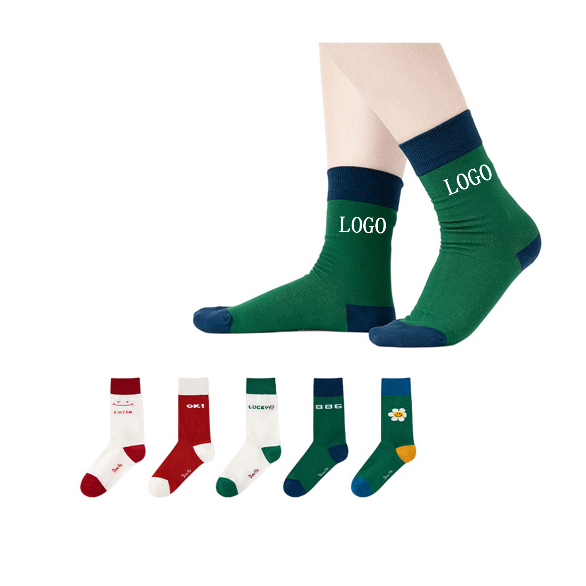 Jacquard Crew Socks