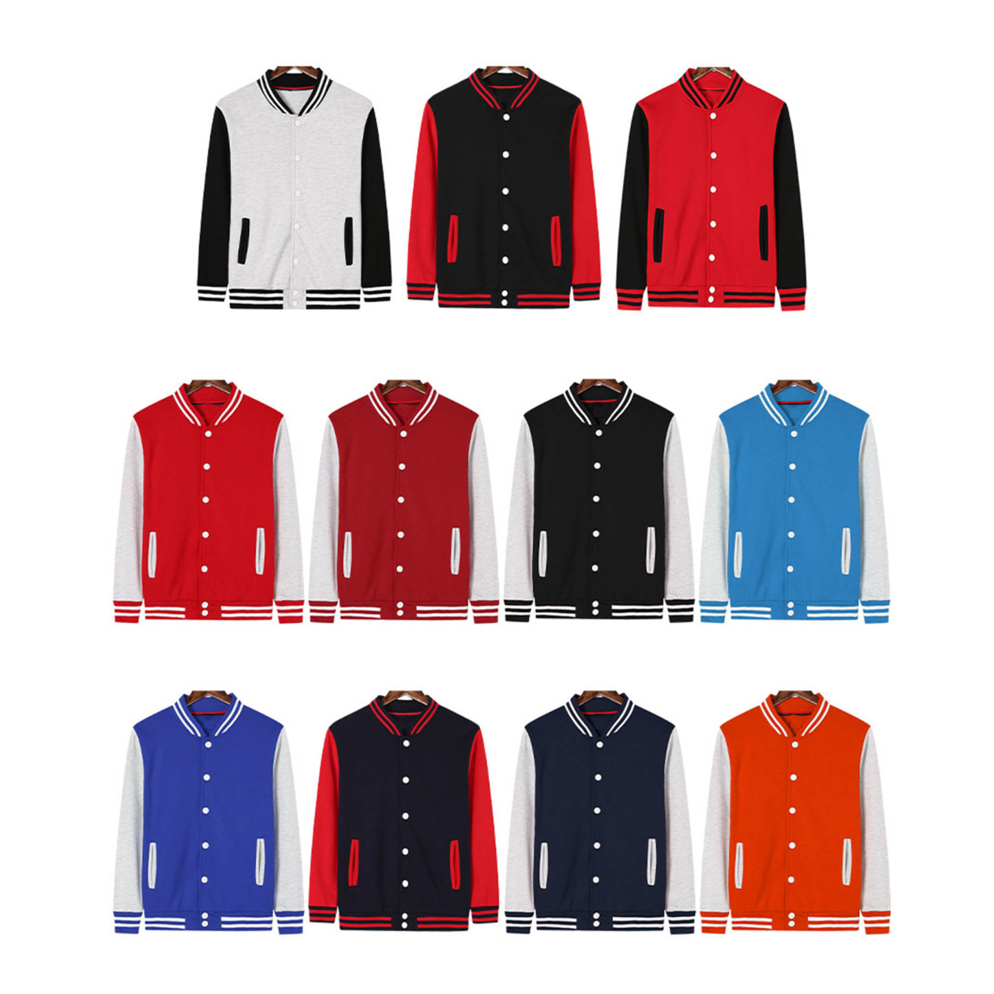 Casual Baseball Uniform Long Sleeve Sport Bomber Jacket Coat