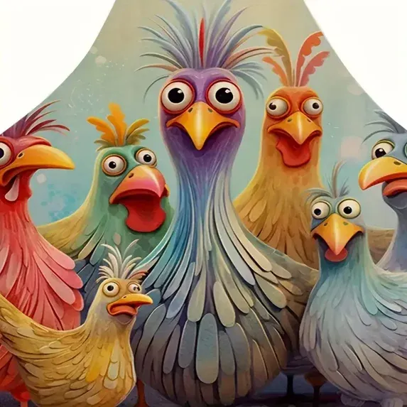 Adult Linen Apron: Vibrant Chicken Print 🍗