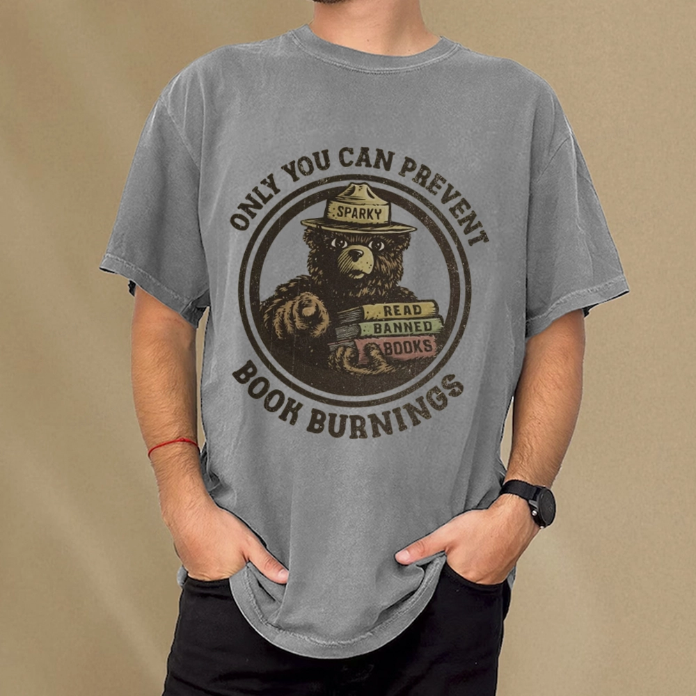 Pagewings Only You Can Prevent Book Burnings Unisex Washed T-shirt