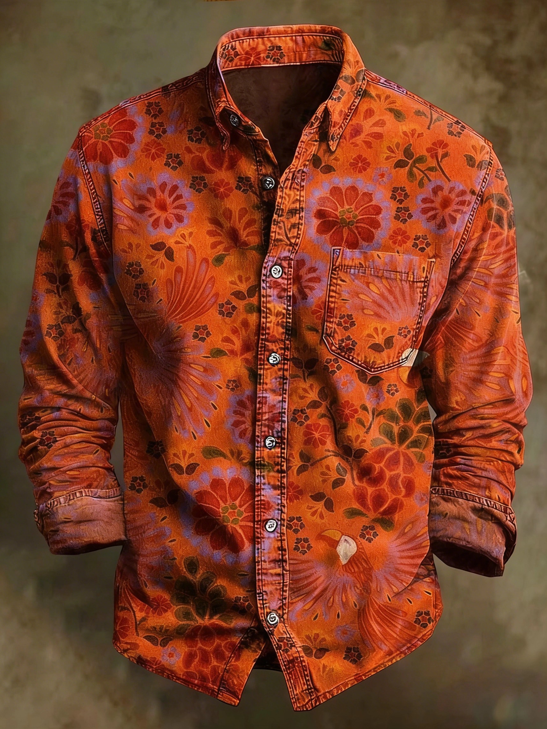 Vintage Art Print Long Sleeve Shirt