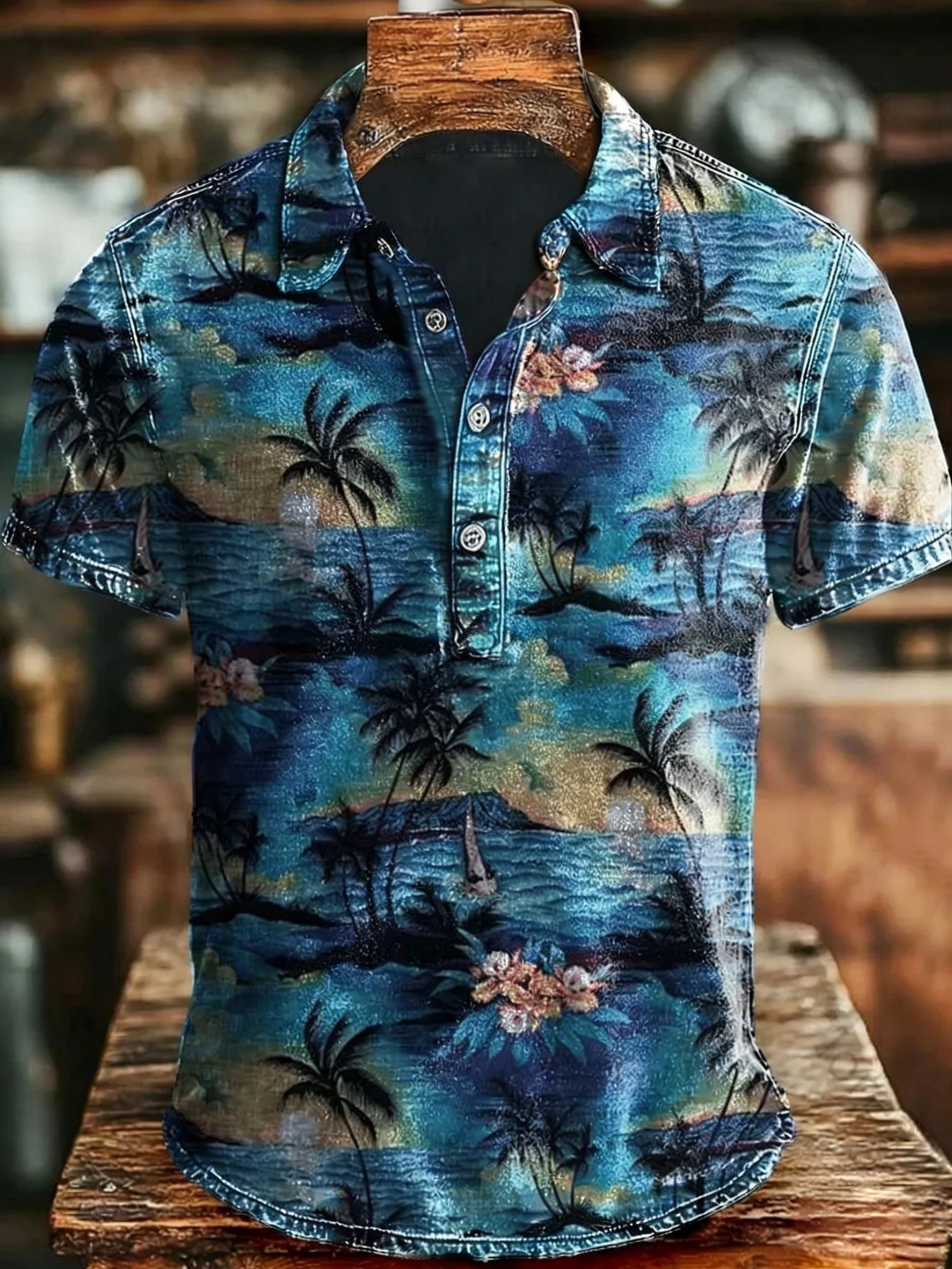 Summer Coconut Print Casual Polo Shirt