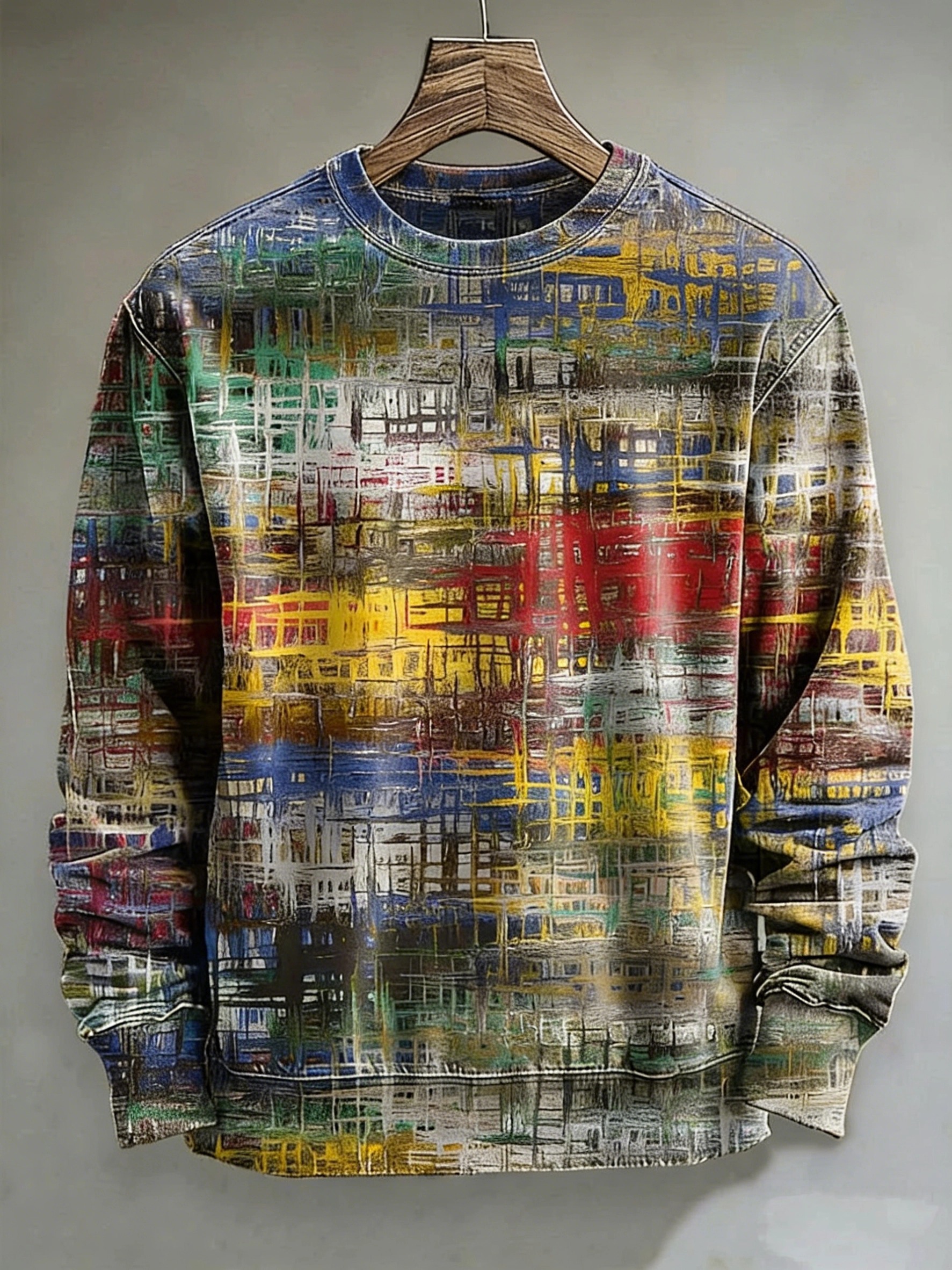 Abstract Colored Glass Print Casual Long-Sleeve Shirt