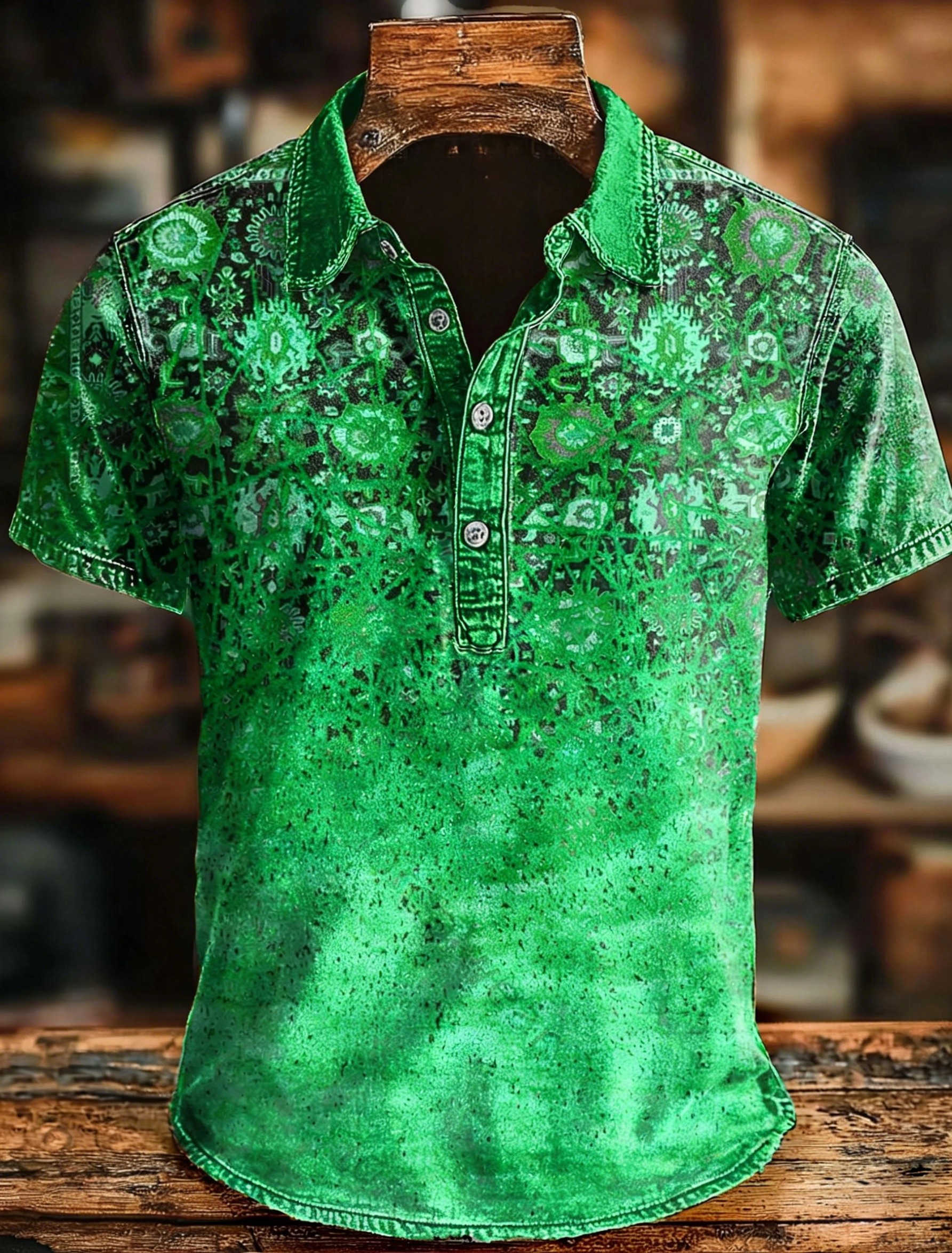Retro Ethnic Art Print Casaul Short SLeeve Polo Shirt