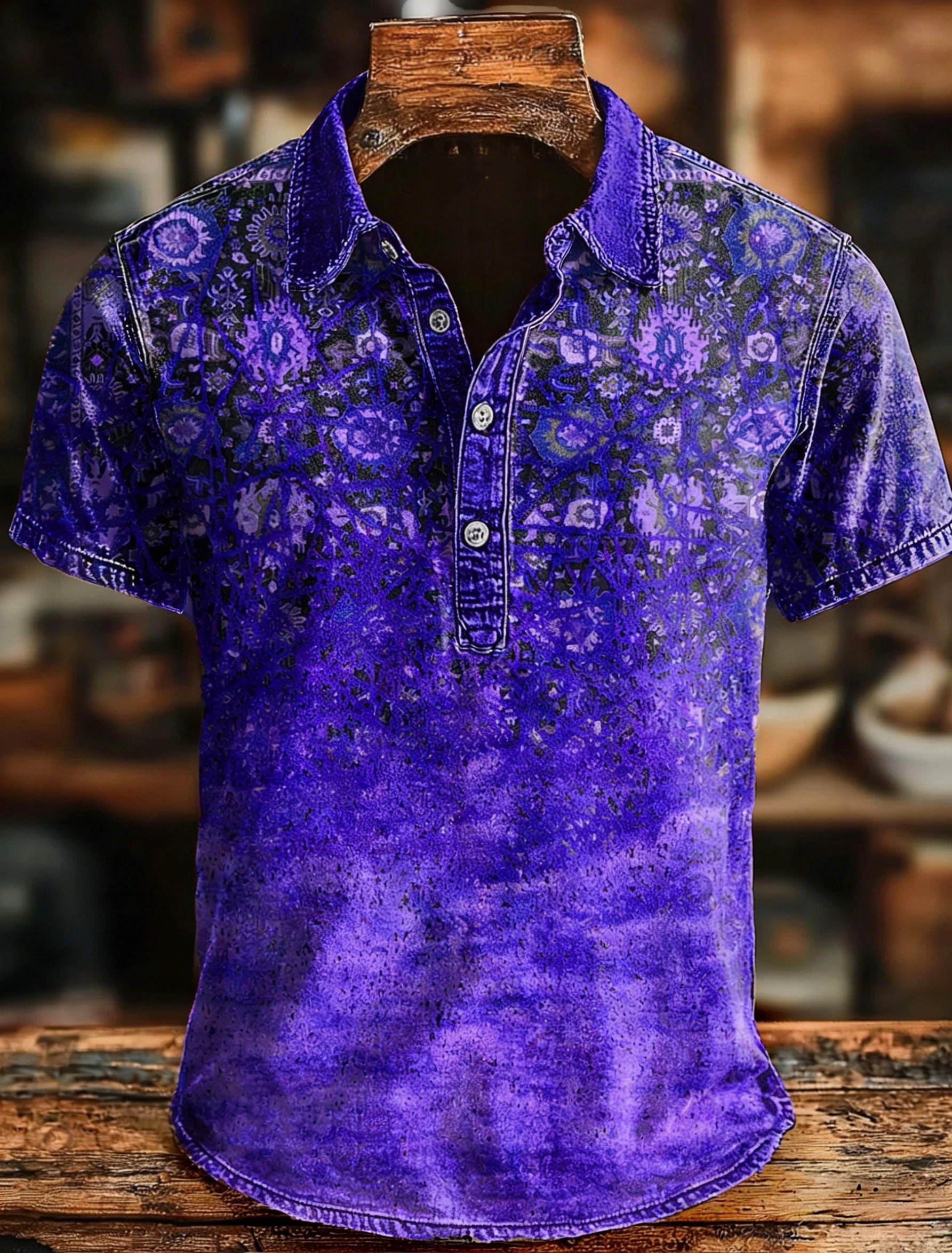 Retro Ethnic Art Print Casaul Short SLeeve Polo Shirt