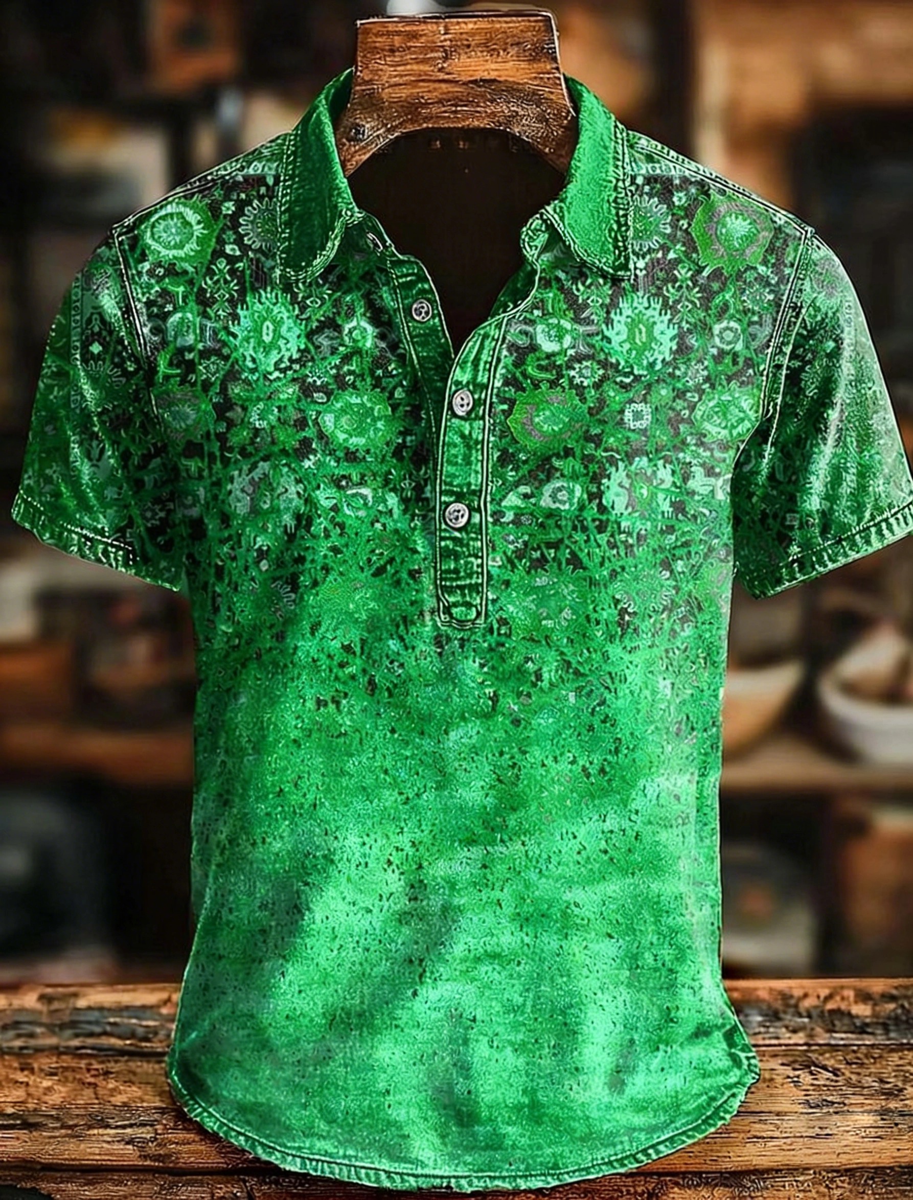 Retro Ethnic Art Print Casaul Short SLeeve Polo Shirt
