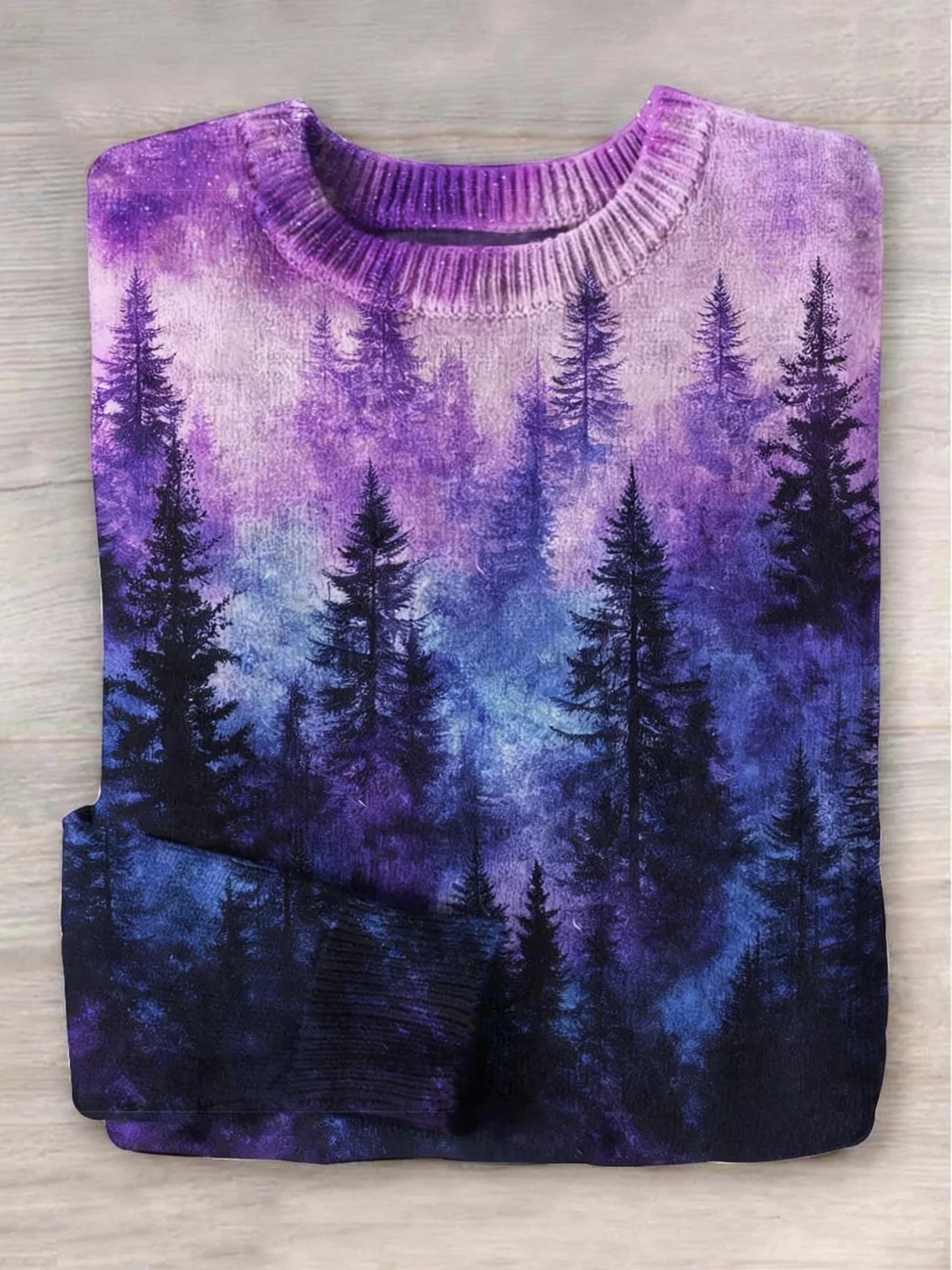 Unisex Luminous Forest Print Casual Sweater