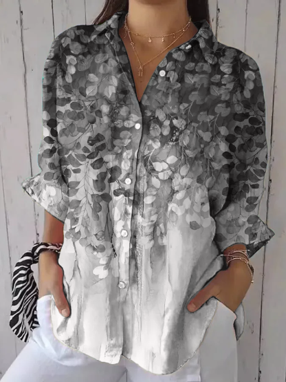 Women's Retro Forest Trees Print Shirt