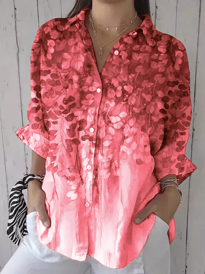 Women's Retro Forest Trees Print Shirt