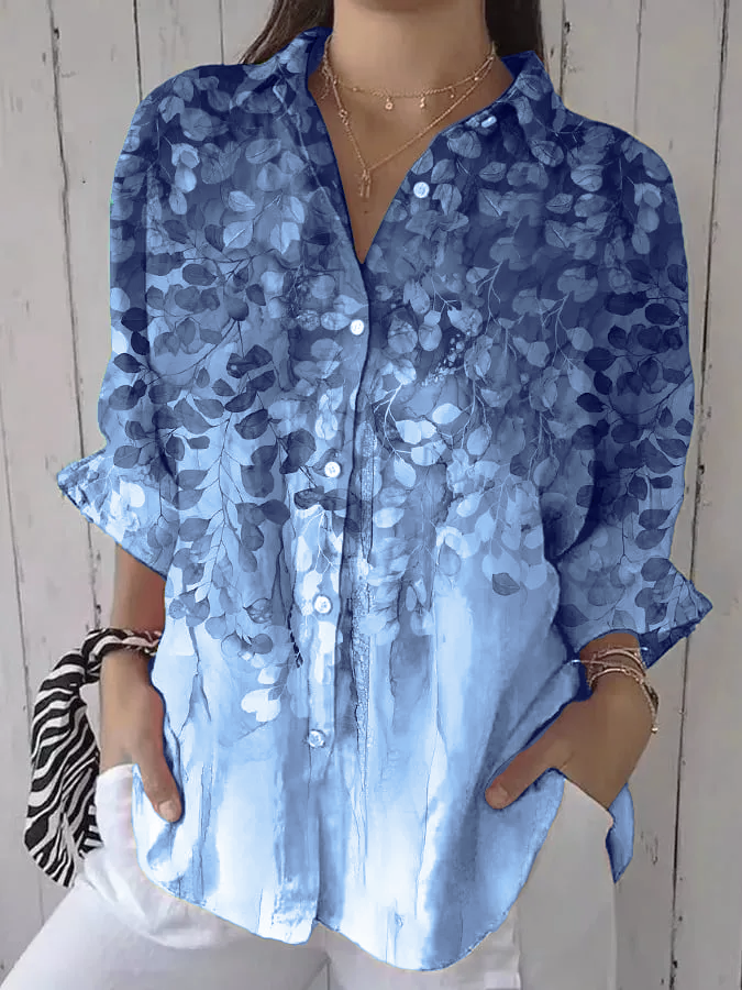 Women's Retro Forest Trees Print Shirt