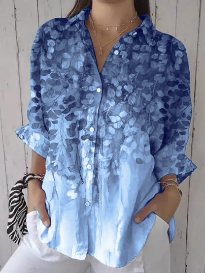 Women's Retro Forest Trees Print Shirt