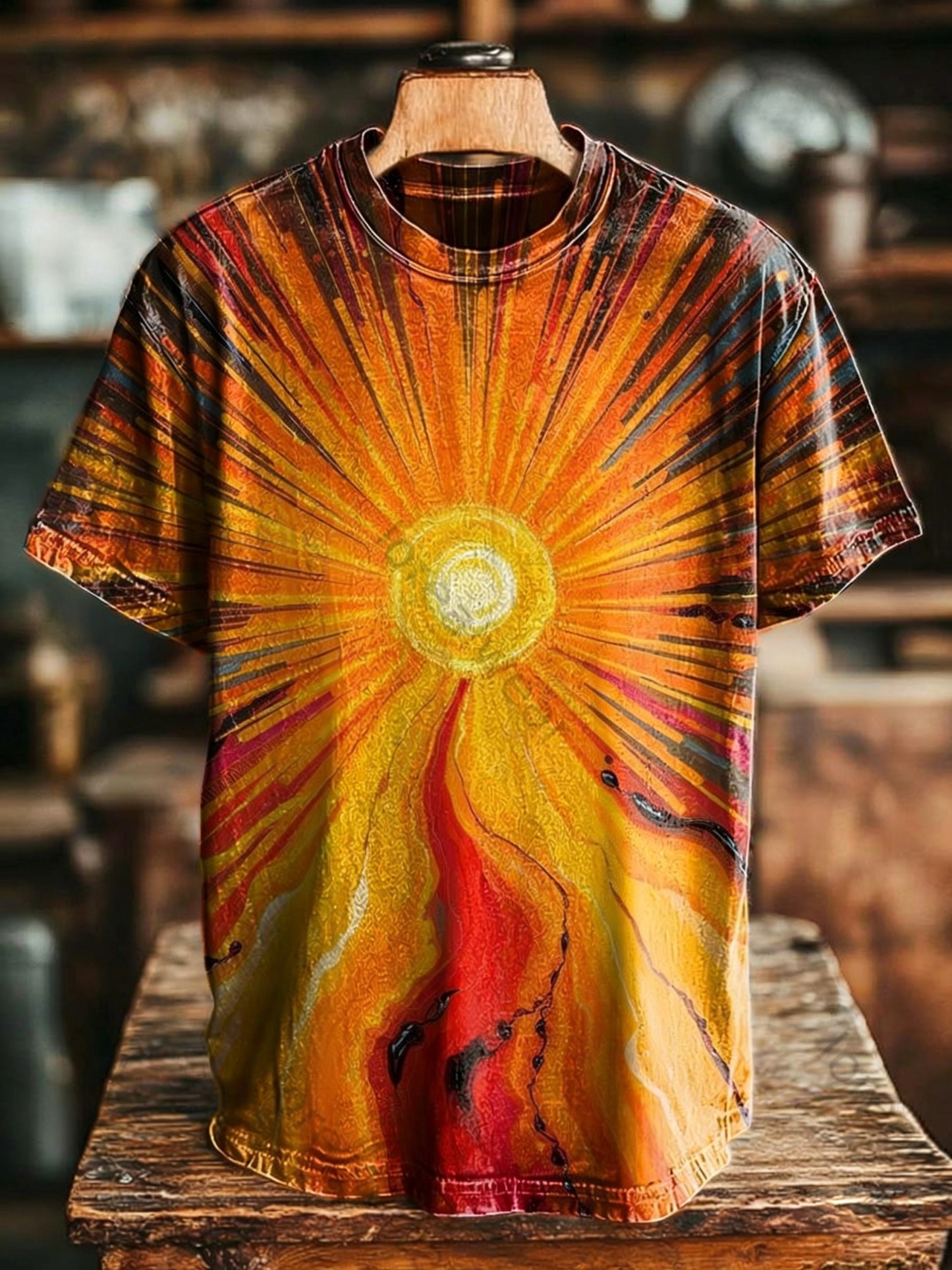 Solar Radiation Lava Print Casual Short-Sleeve T-Shirt