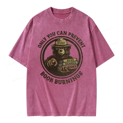 Pagewings Only You Can Prevent Book Burnings Unisex Washed T-shirt