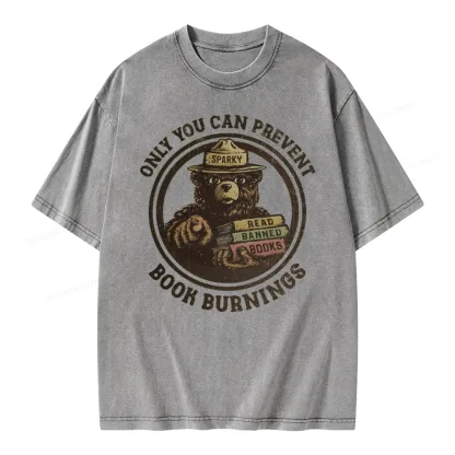 Pagewings Only You Can Prevent Book Burnings Unisex Washed T-shirt