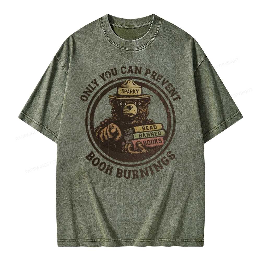 Pagewings Only You Can Prevent Book Burnings Unisex Washed T-shirt
